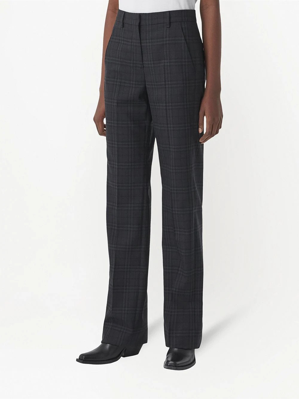 check wool tailored trousers - 3