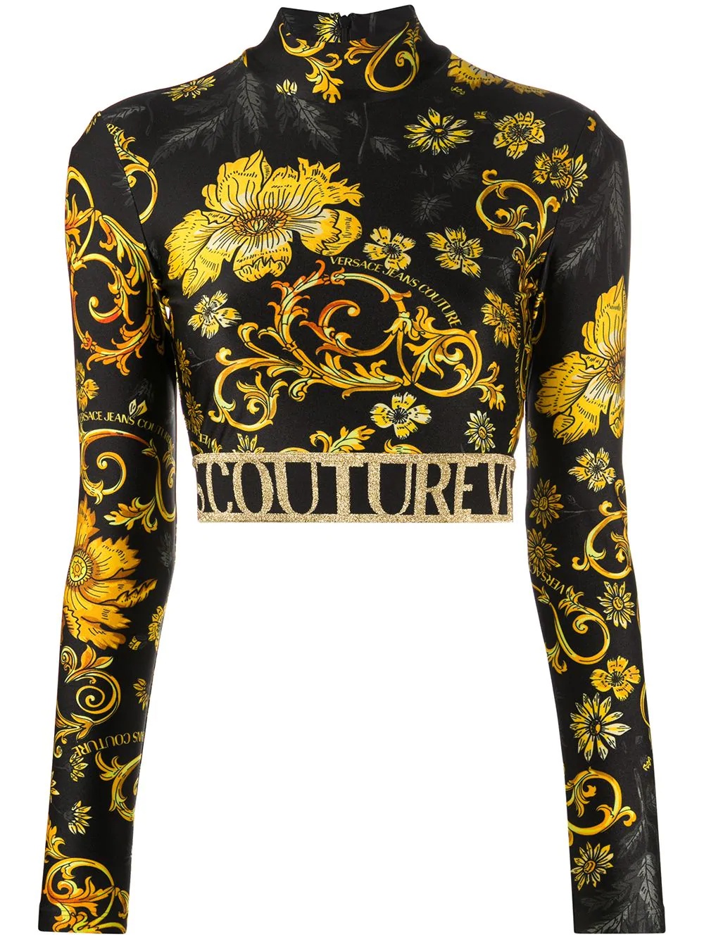 cropped baroque-print T-shirt - 1