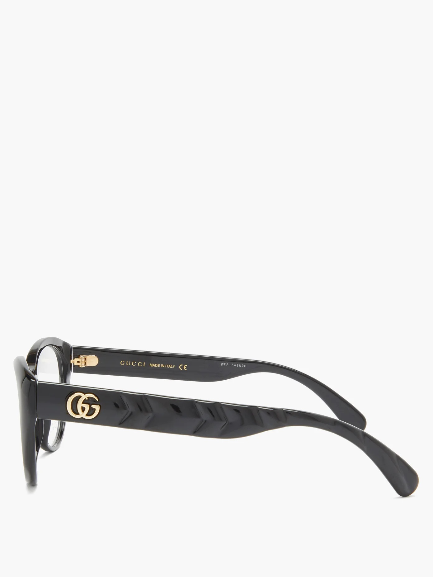 GG-logo plaque cat-eye acetate glasses - 3