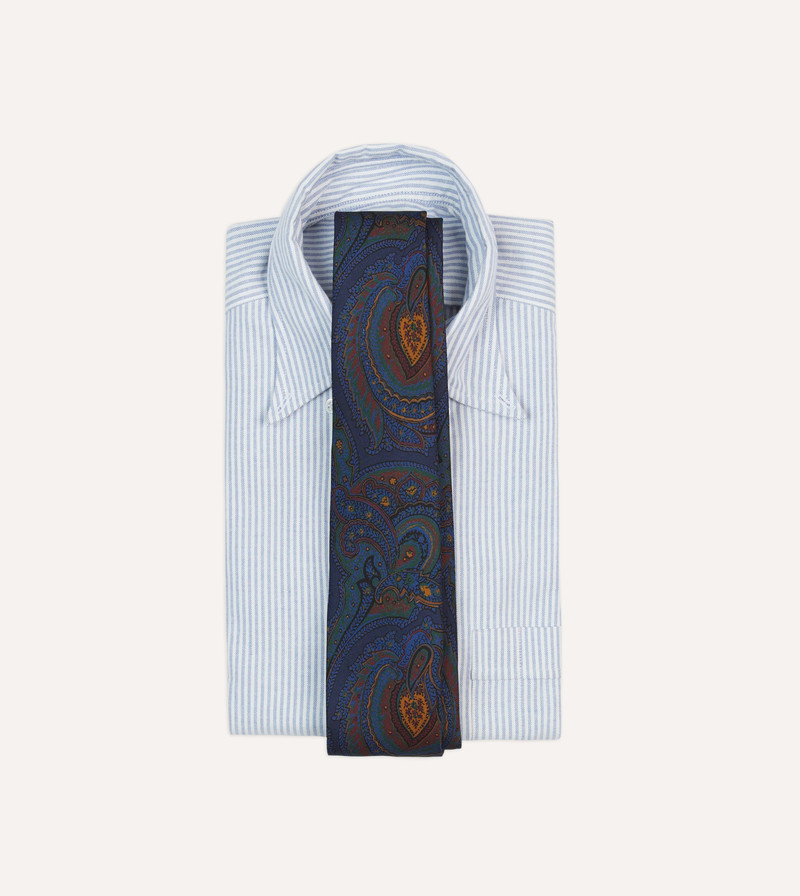 Drake's Purple Paisley Print Madder Silk Self-Tipped Tie outlook