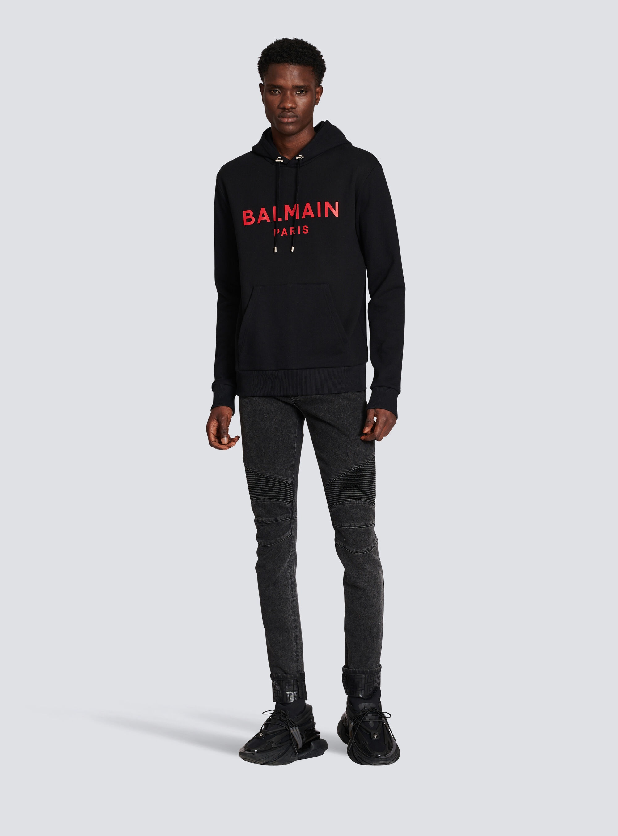 EXCLUSIVE - Cotton sweatshirt with Balmain Paris logo print - 2