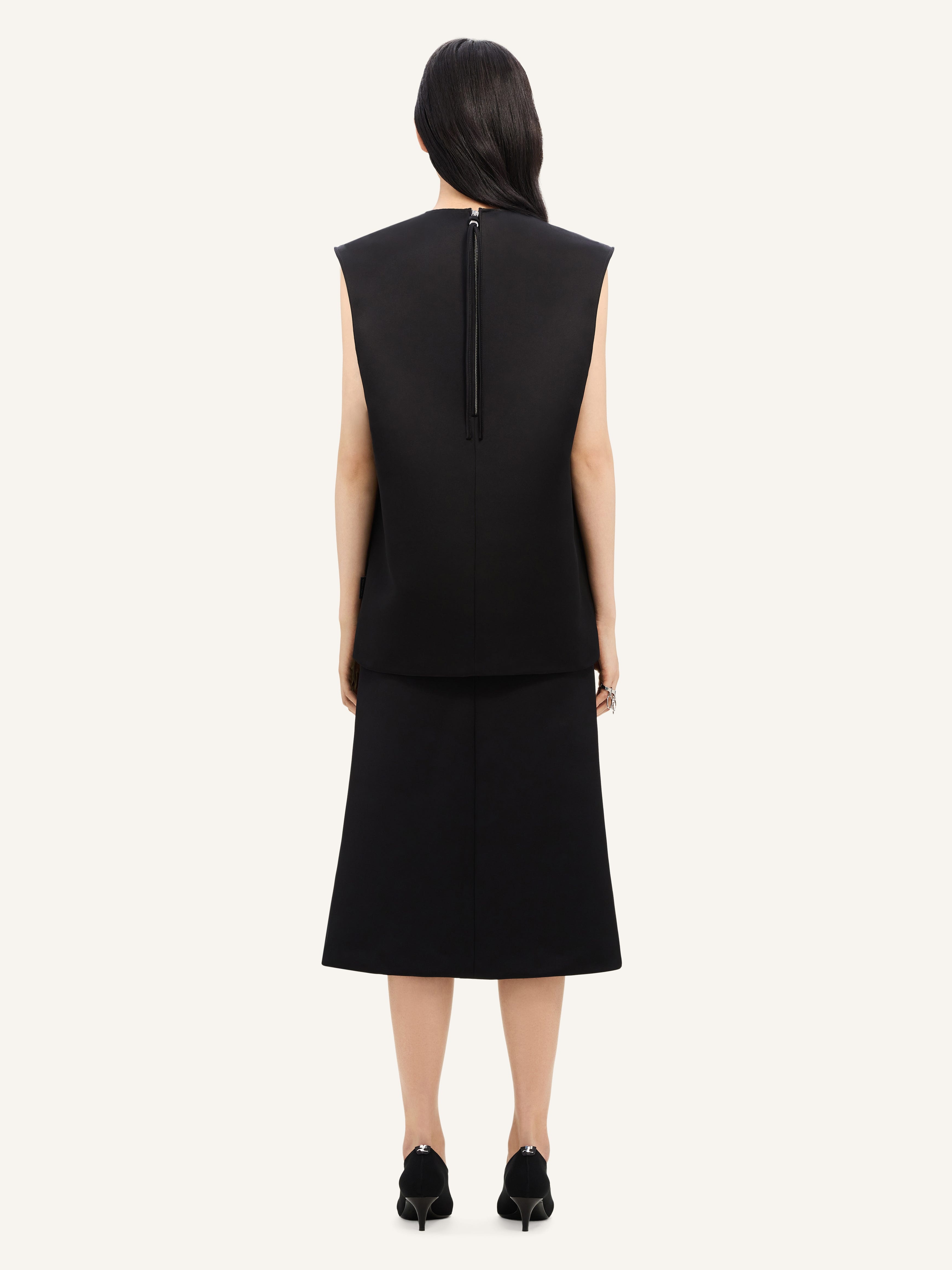 TAILORED ZIPPED SATIN MIDI SKIRT - 4