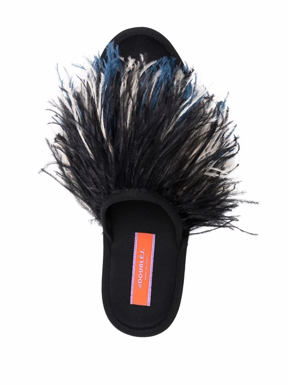 feather-trim detail slippers - 4