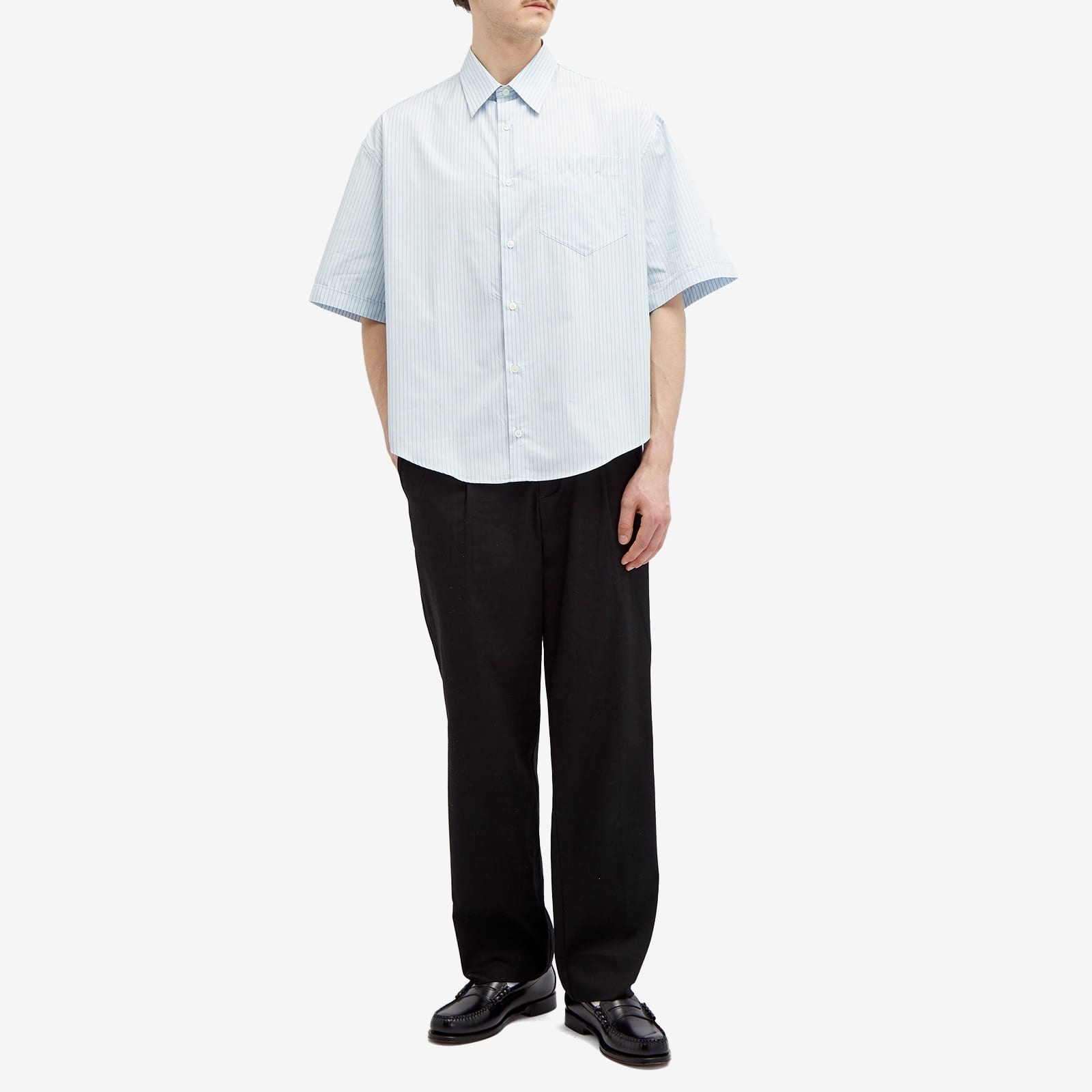 AMI Paris Stripe Boxy Short Sleeve Shirt - 4