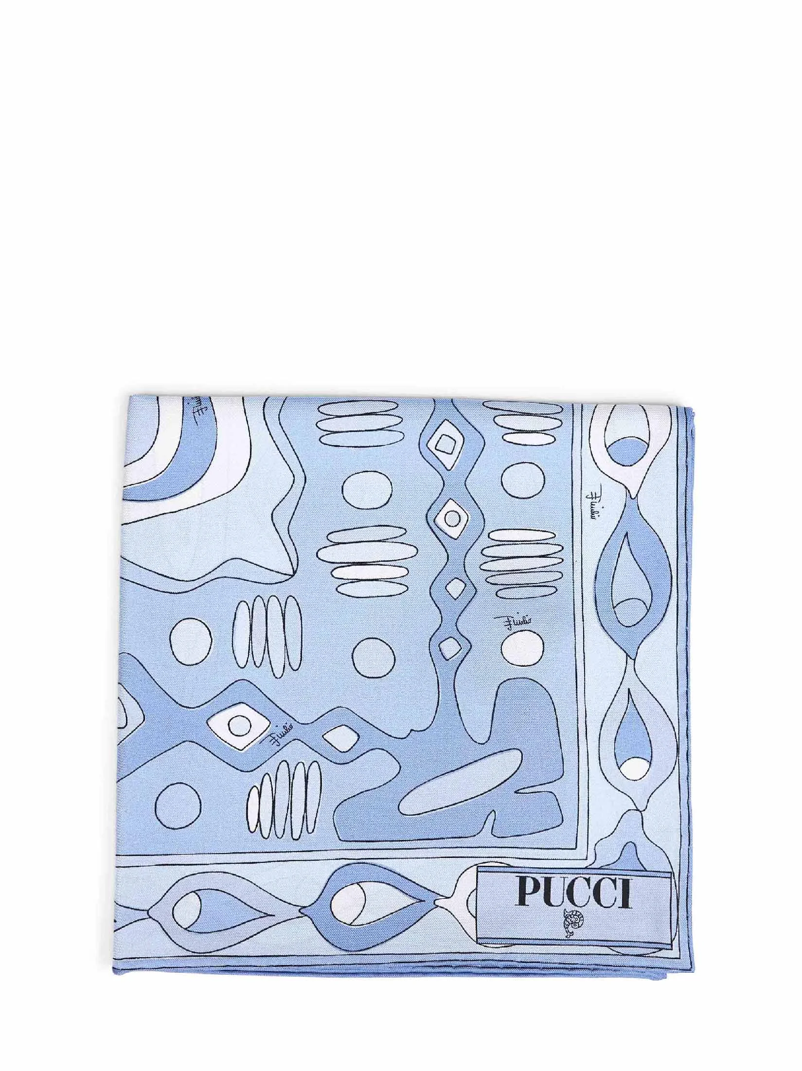 Pale blue Angoli-print silk twill scarf - 1