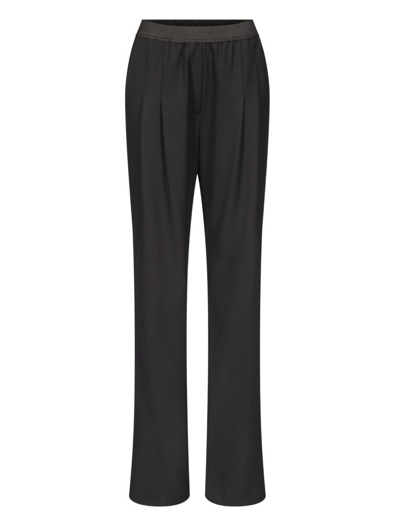 pleated elasticated-waist straight trousers 1