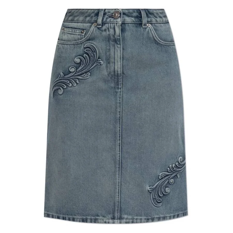 Versace Barocco A-Line Midi Denim Skirt - 1