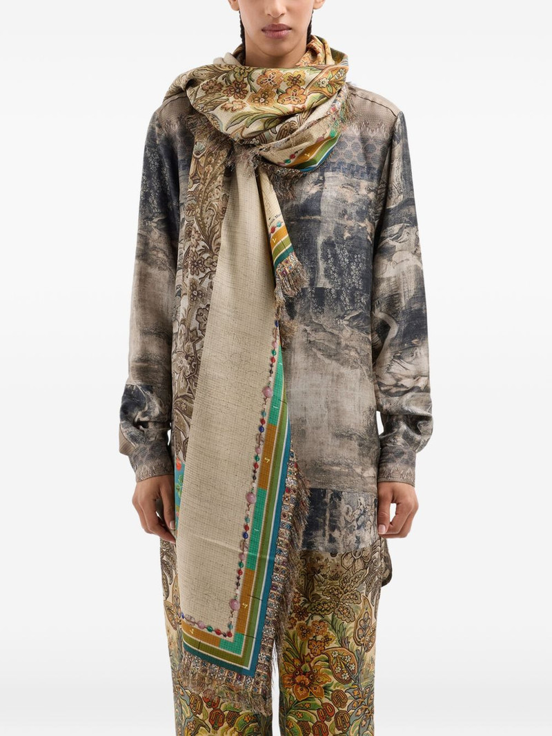 Aloeuw floral-print fringed shawl scarf 3