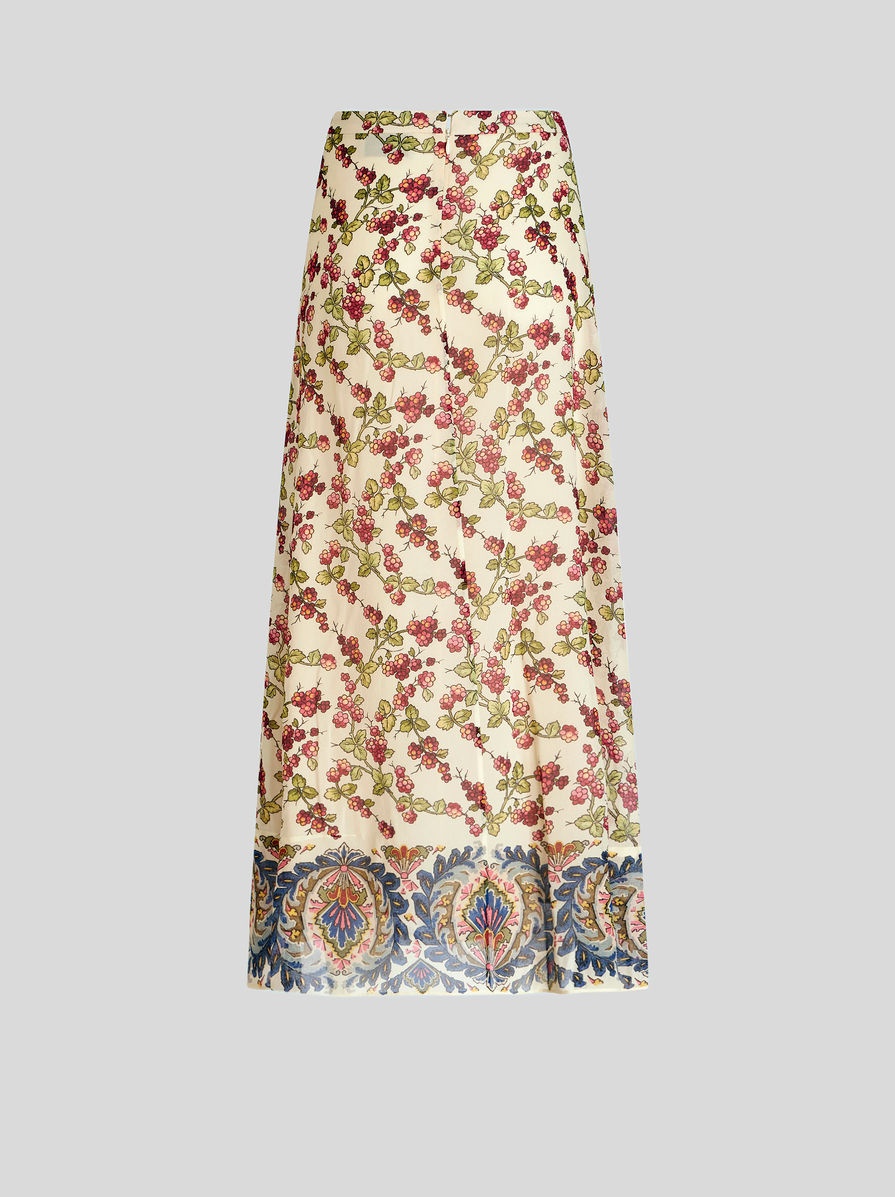 SILK MIDI SKIRT WITH FRUIT - 5