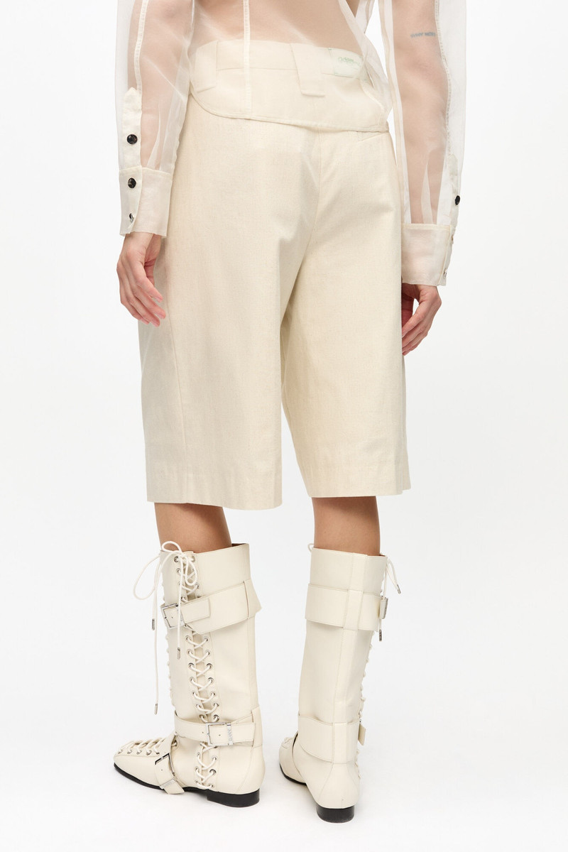 OFF-WHITE COTTON MELANGE TAILORING WIDE SHORTS 4