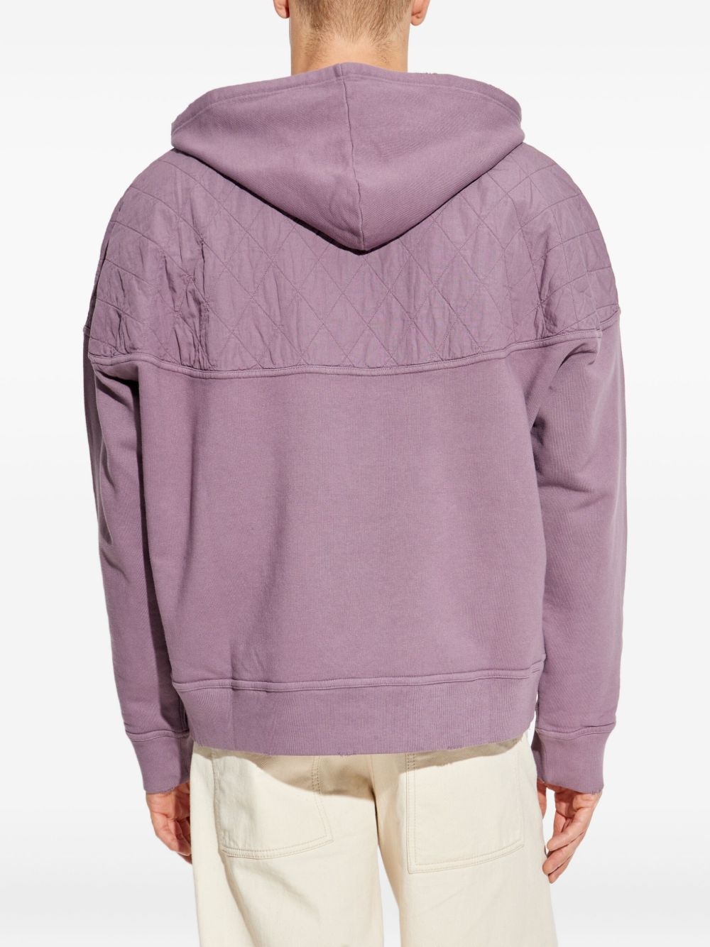 quilted-panel half-zip hoodie - 4