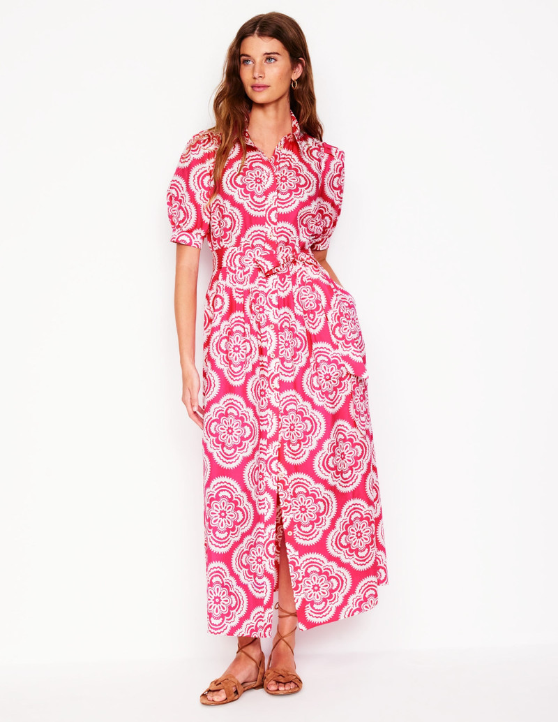 Alexa Maxi Shirt Dress-Pink Peony, Botanic Blush 5