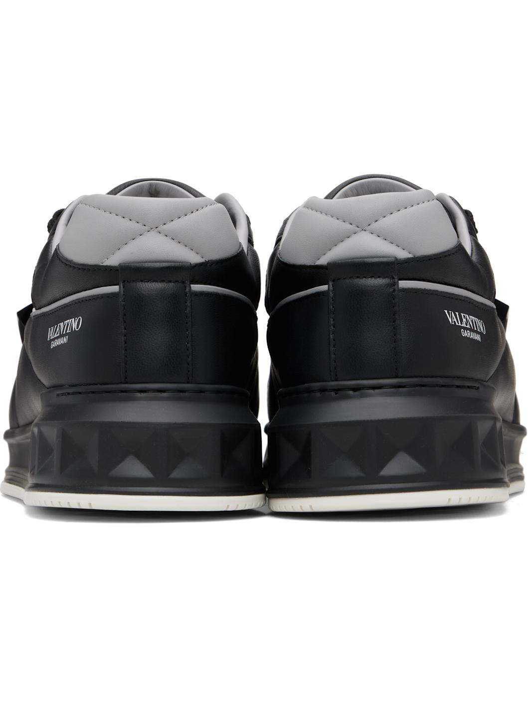 Black One Stud Low-Top Nappa Sneakers - 2