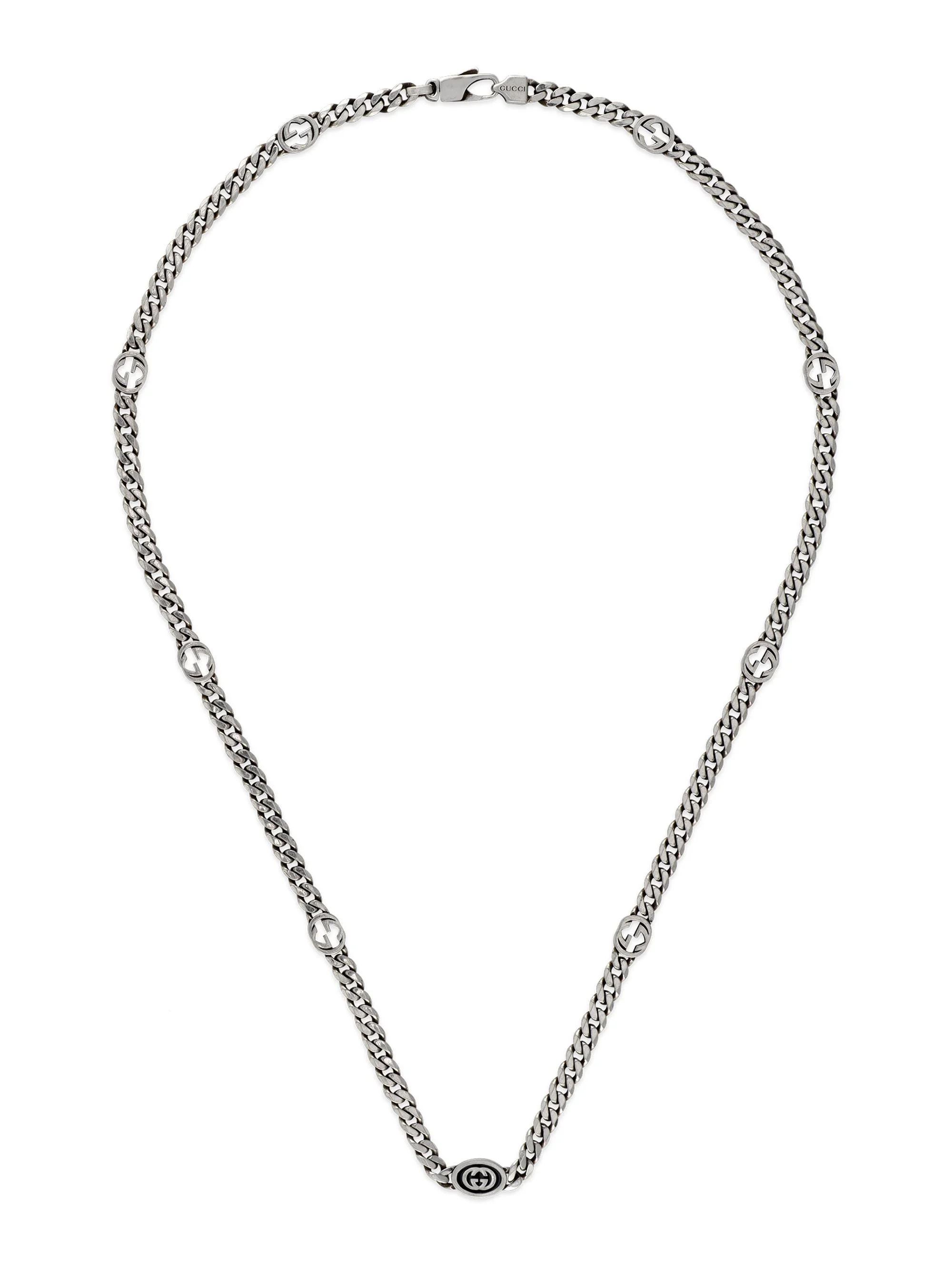 Unisex Interlocking G Sterling Silver Gourmette Necklace - Silver - 1