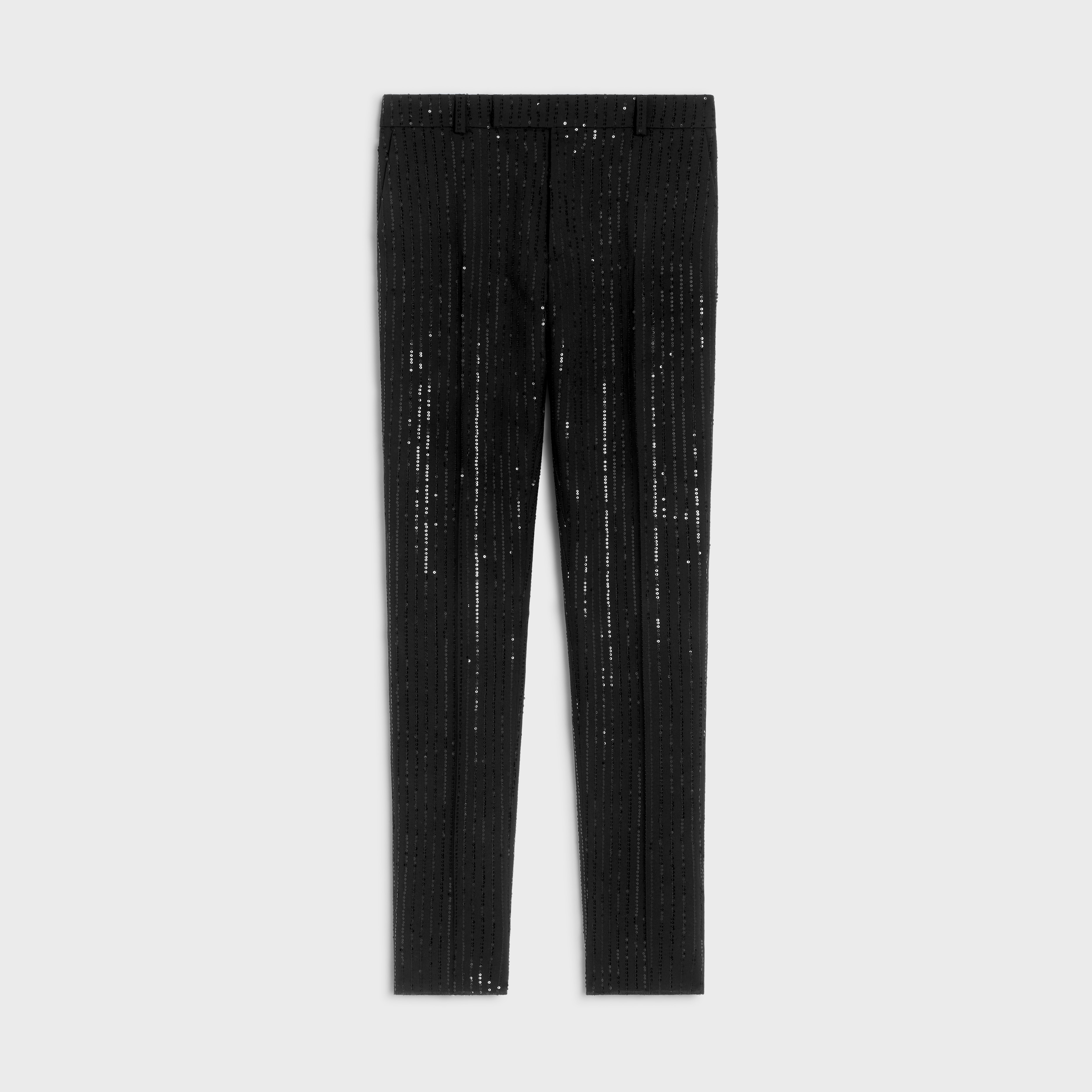 embroidered classic pants in wool gabardine - 1