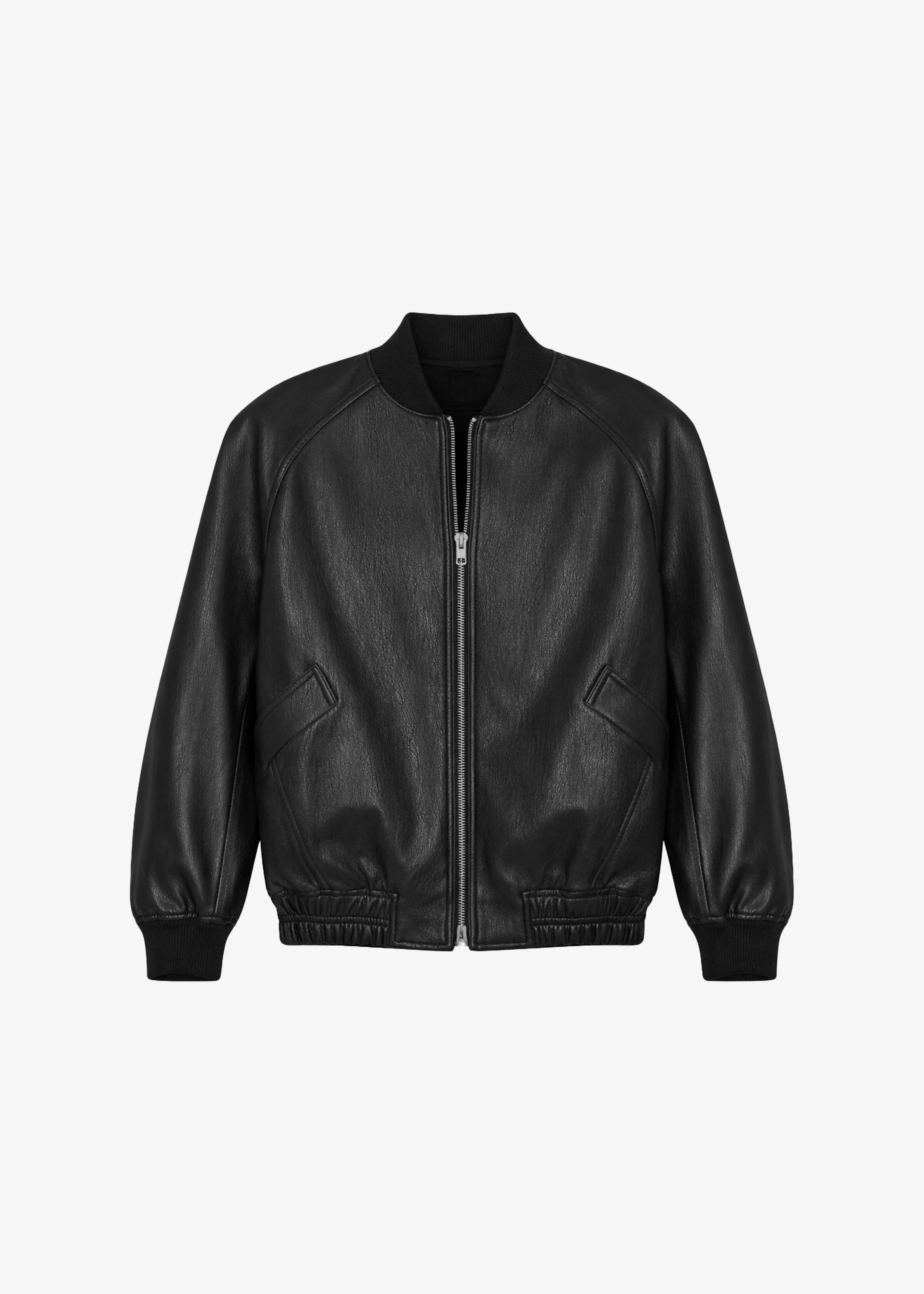 Alena Faux Leather Bomber Jacket - Black - 1