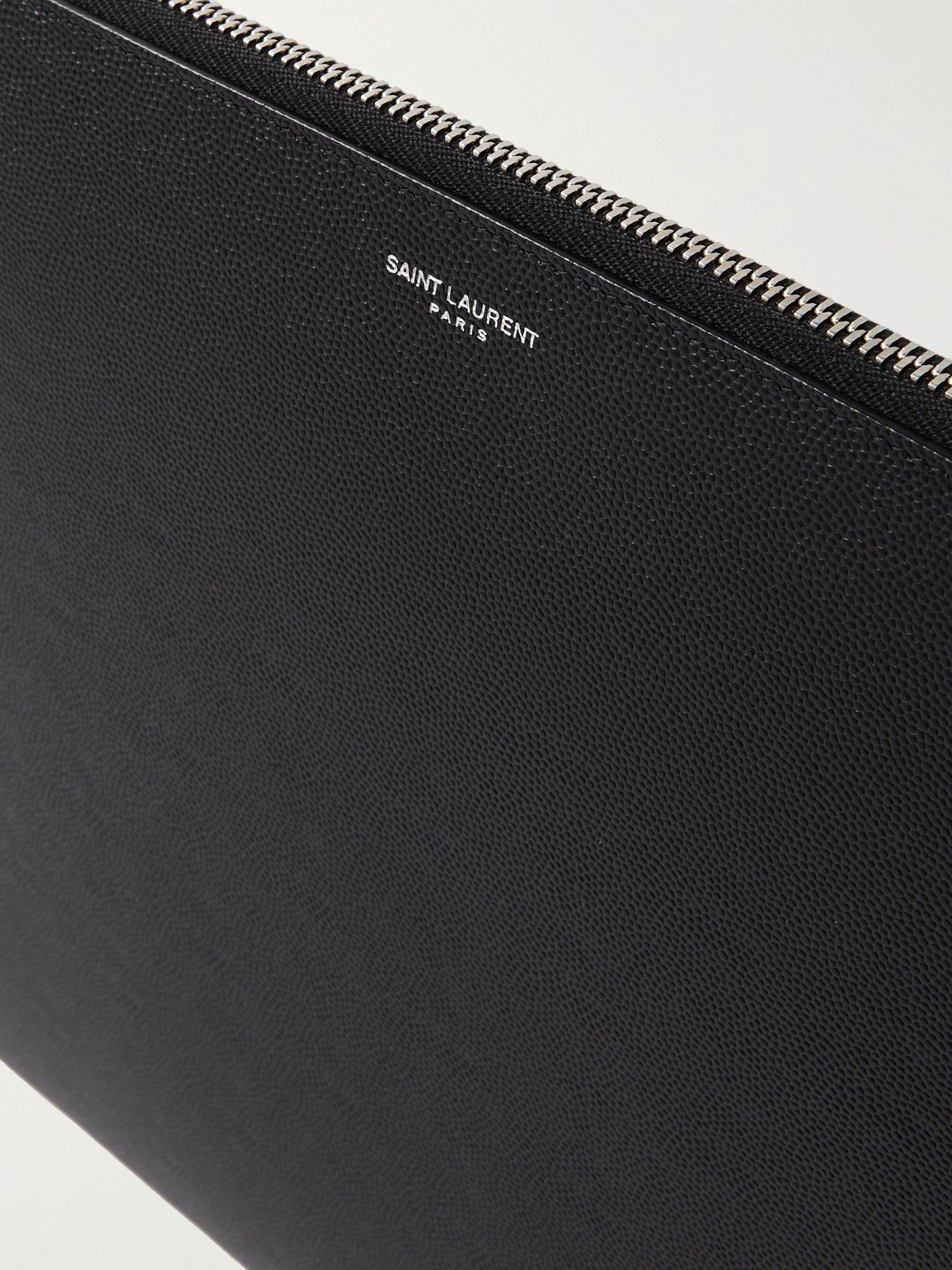 Pebble-Grain Leather Pouch Black - 4