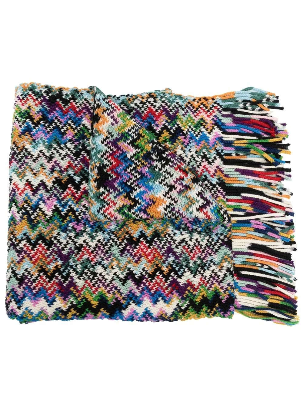 zigzag-pattern wool scarf - 1