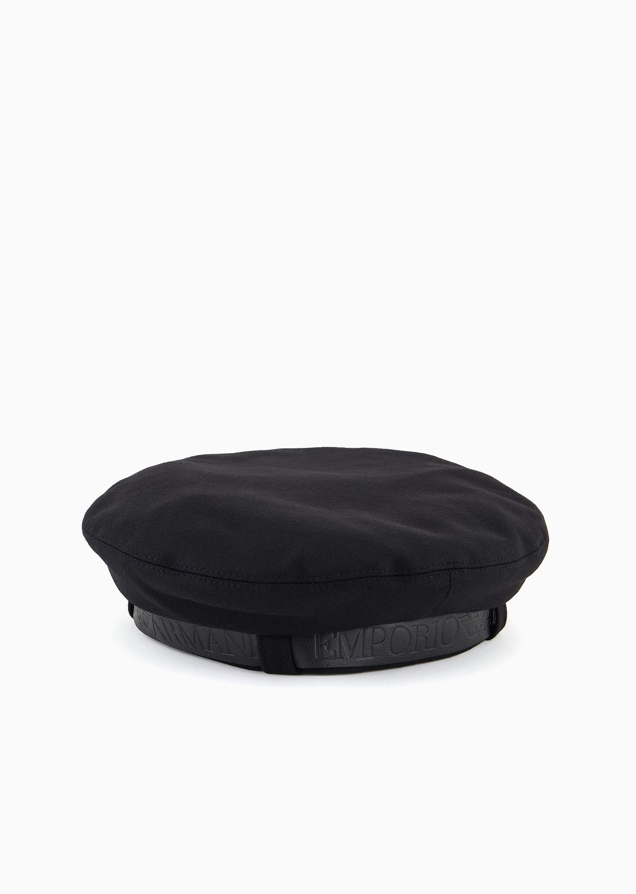 Wool cloth beret with a leather logo ribbon - 1