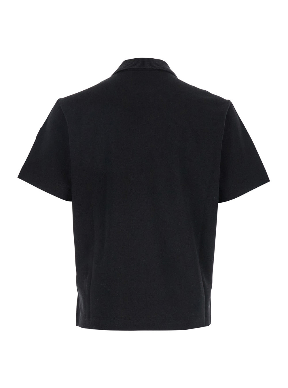 Moncler Men Black Polo Shirt With Classic Collar And Logo Lettering Embroidery On The Front In Cotto - 2