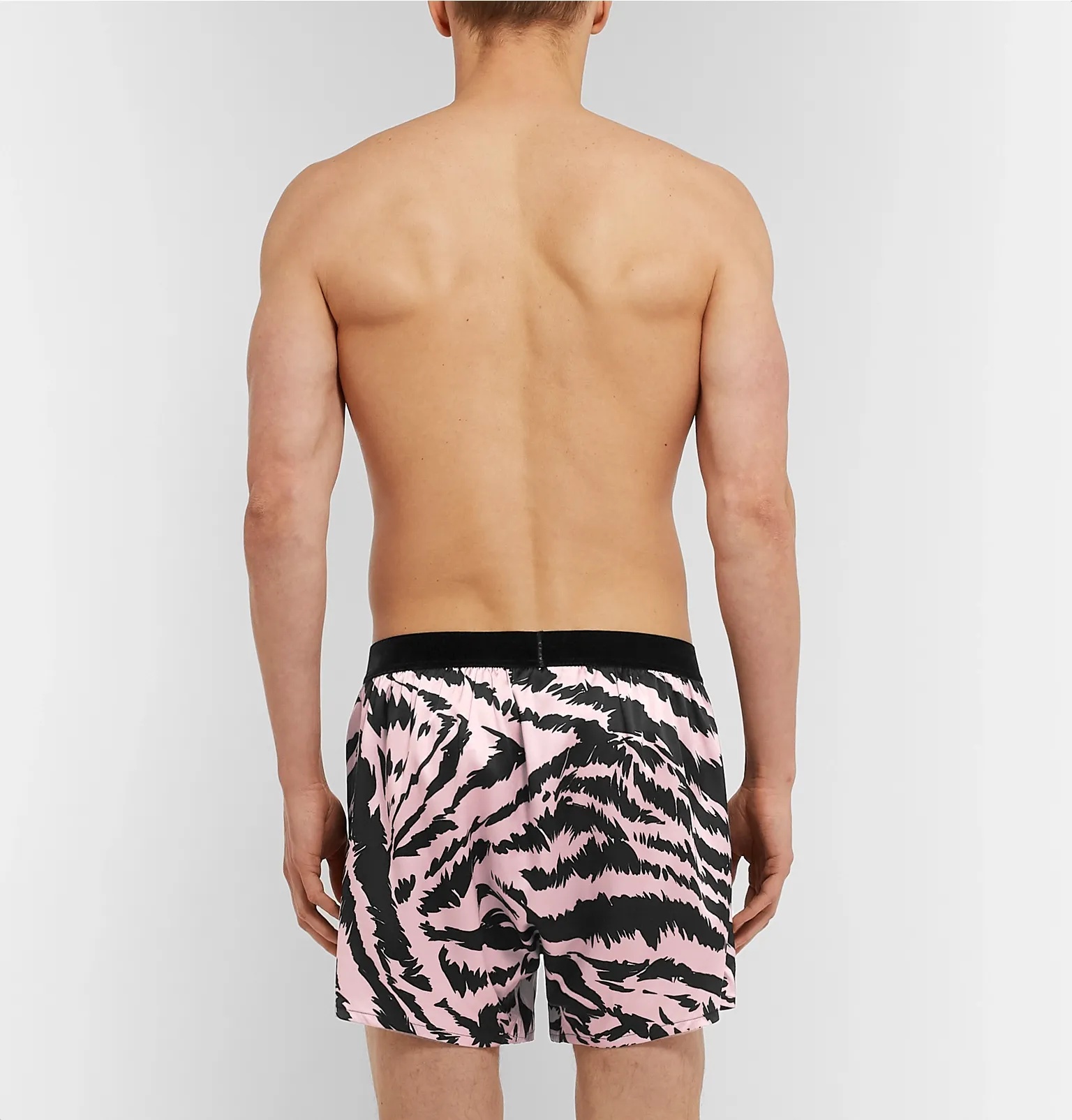 Velvet-Trimmed Zebra-Print Stretch-Silk Satin Boxer Shorts - 3