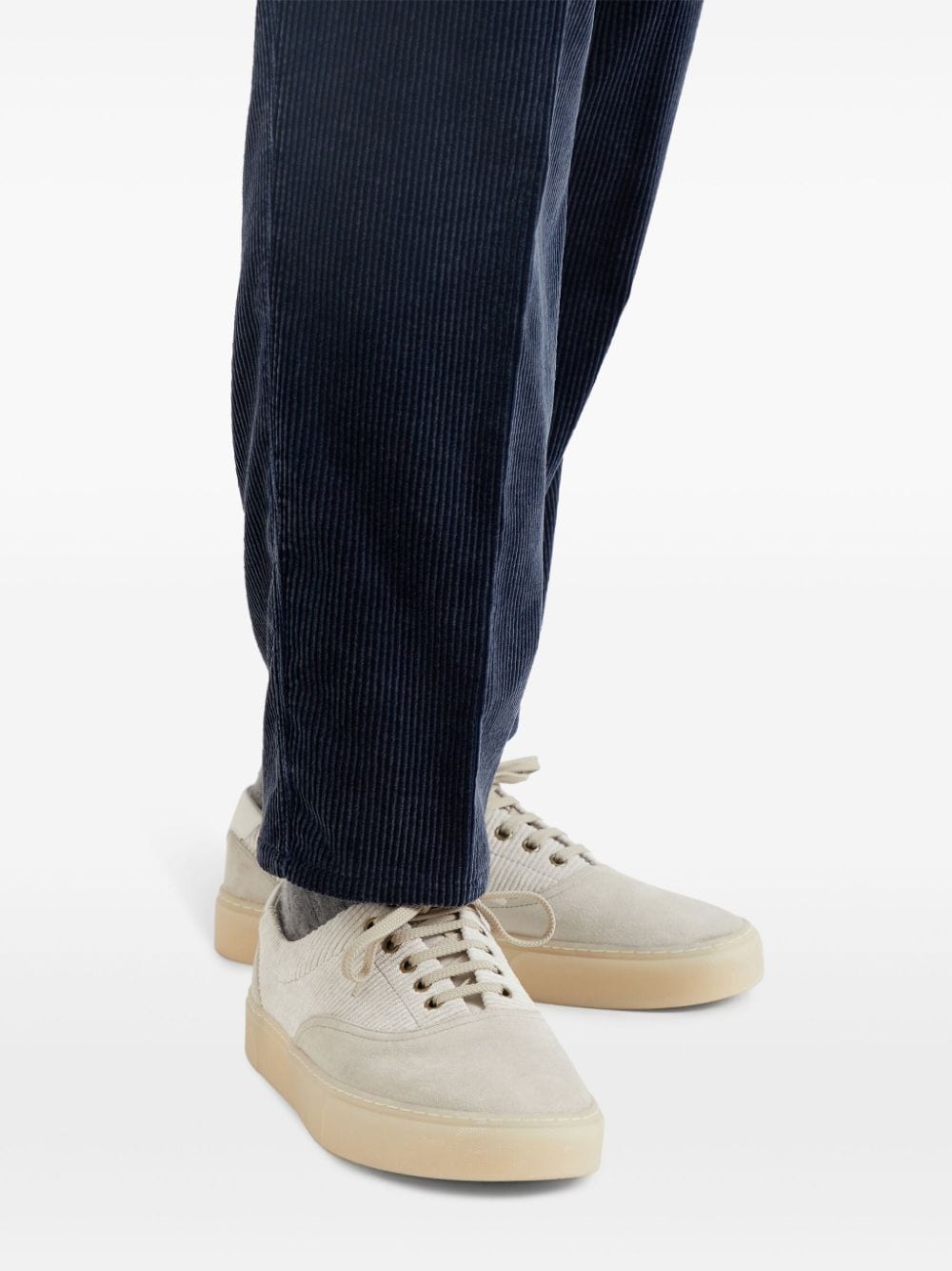 panelled suede sneakers - 5
