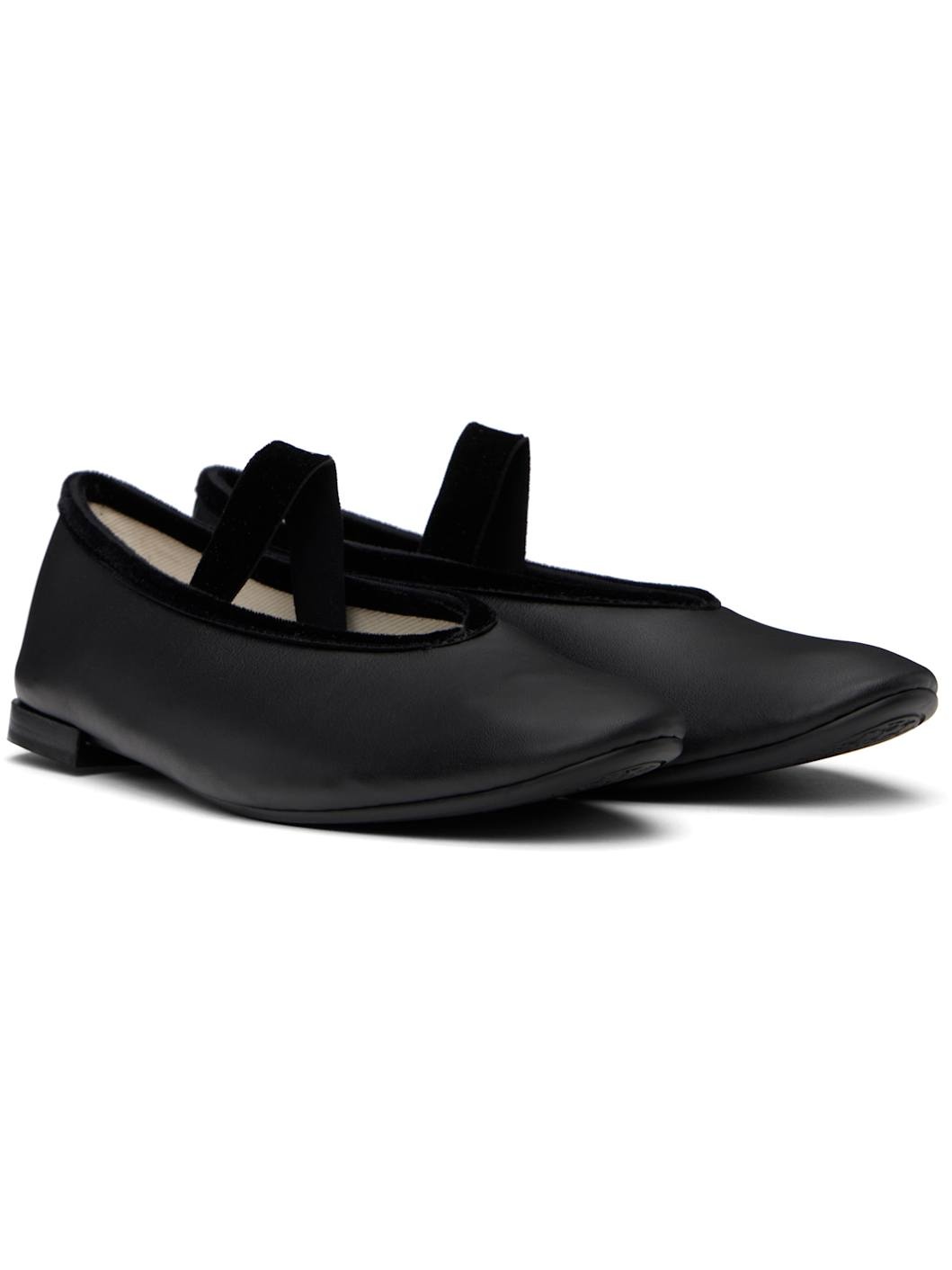 Black Lilouh Rubber Sole Mary Jane Ballerina Flats - 4