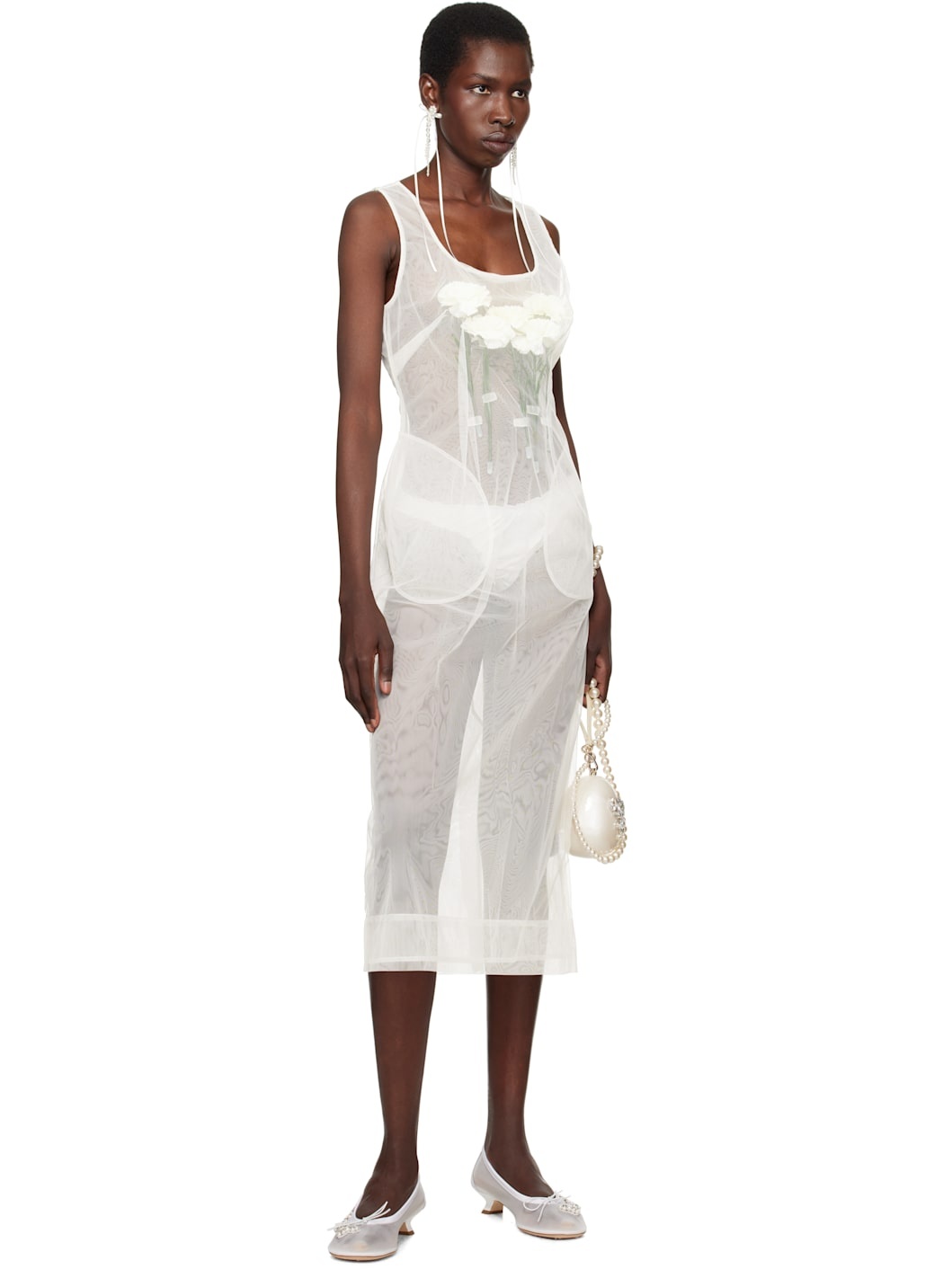 SSENSE Exclusive Bridal Capsule Carnation Dart Midi Dress - 5