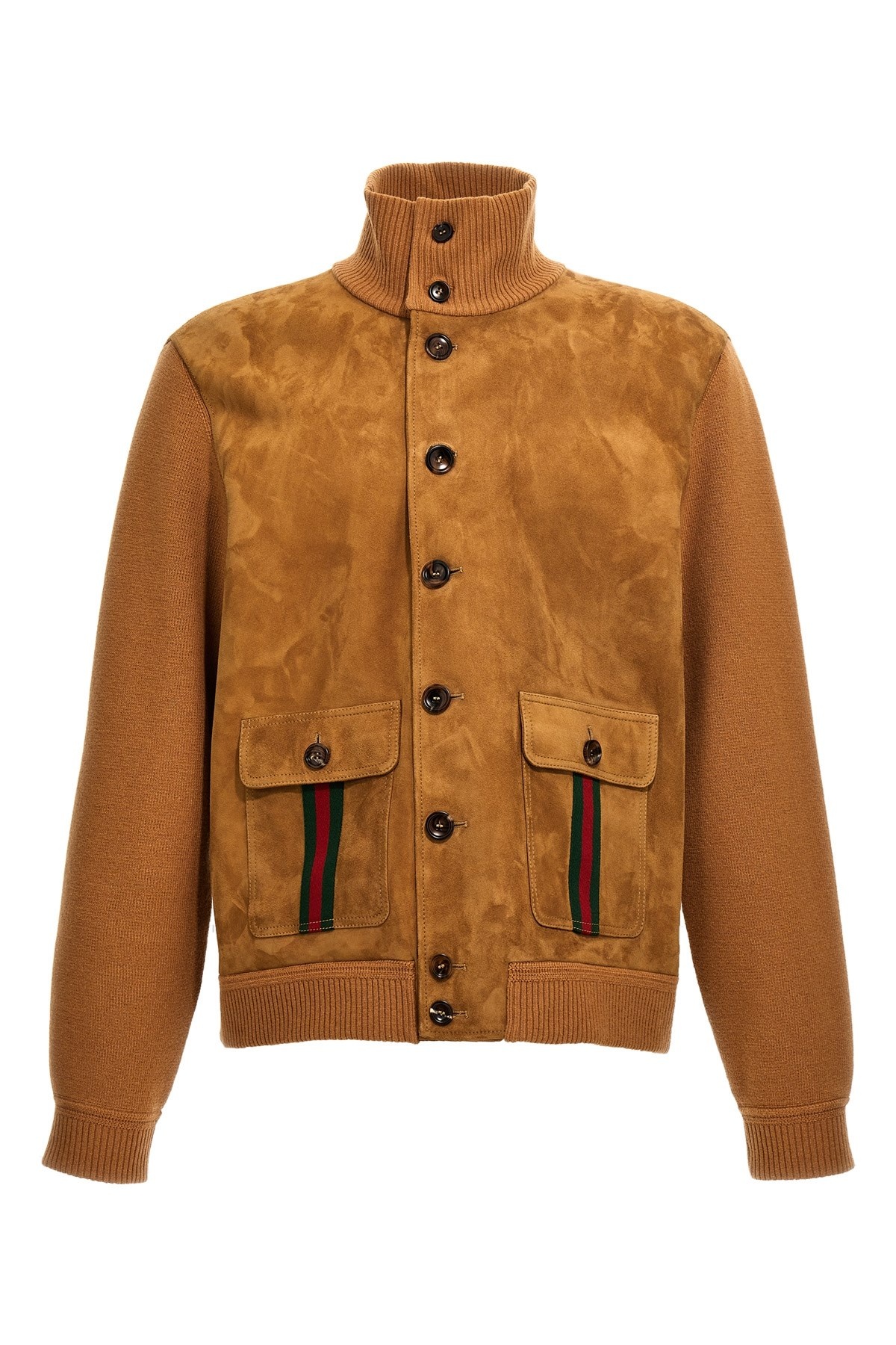 GUCCI Suede bomber jacket with web details | julianfashion