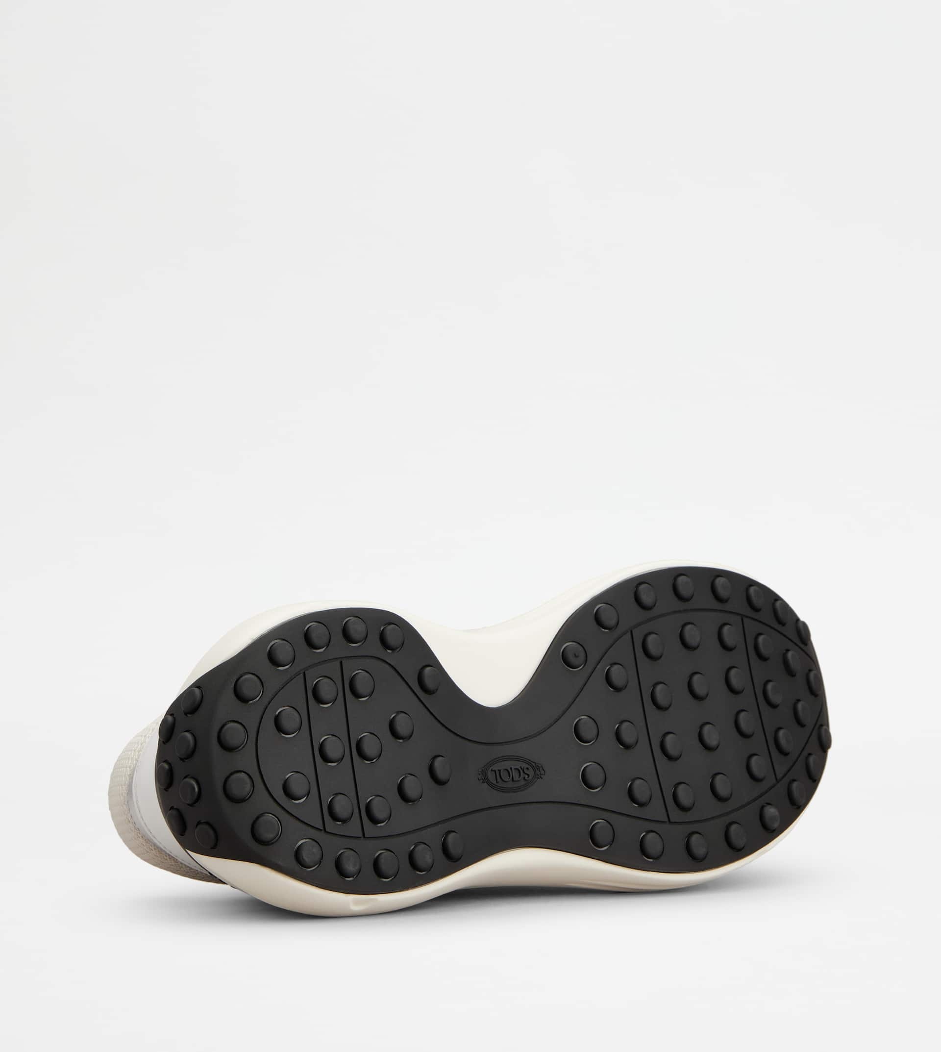 SNEAKERS IN LEATHER AND FABRIC - WHITE, SILVER - 4