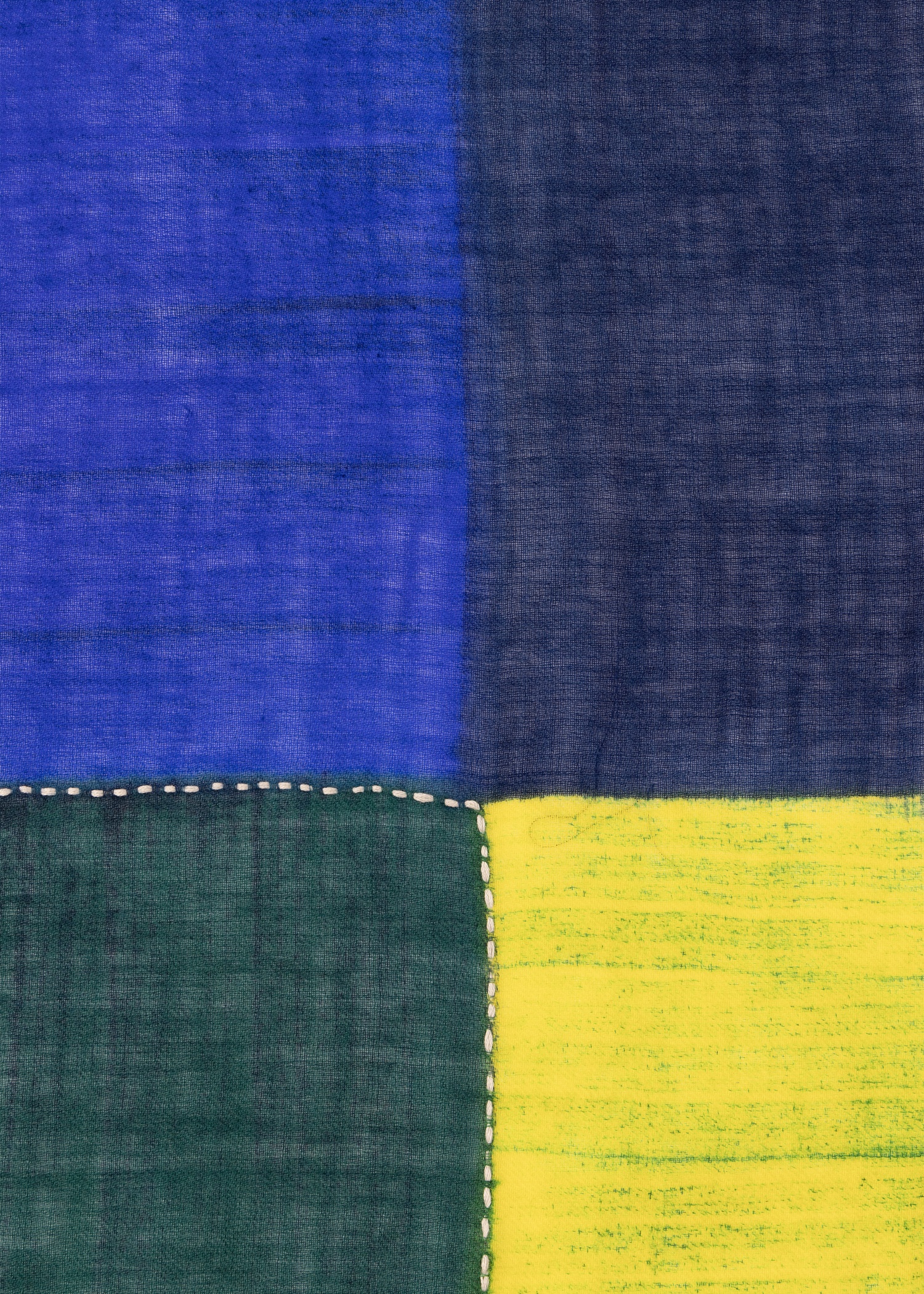 Blue Wool 'Colour Block' Scarf - 5