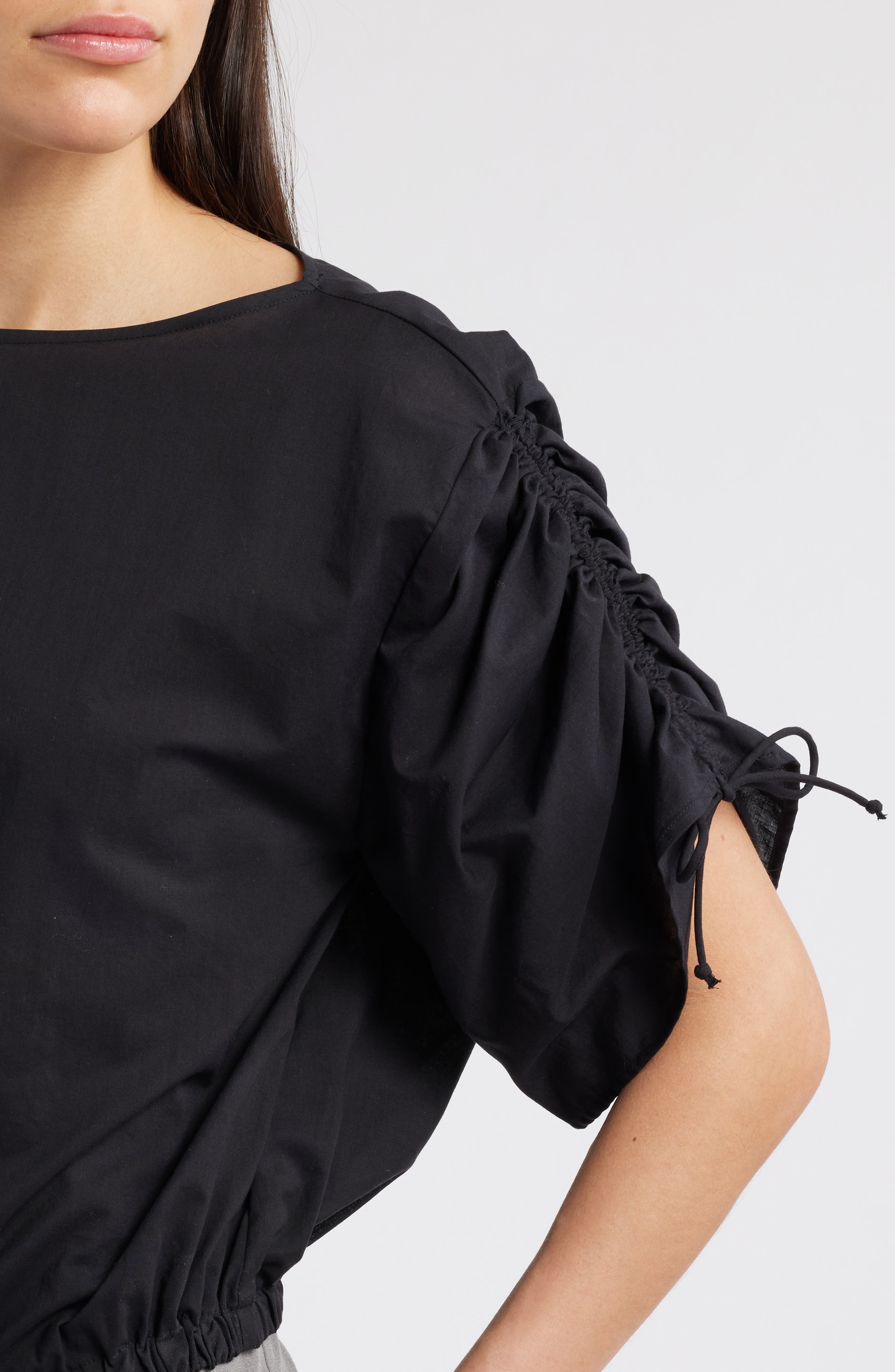 Emporio Armani Cropped Cotton Top in Solid Black at Nordstrom - 4