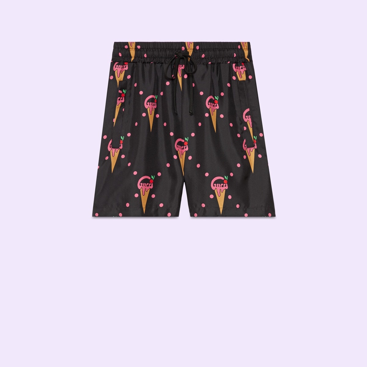Silk short with Gucci ice cream print - 1