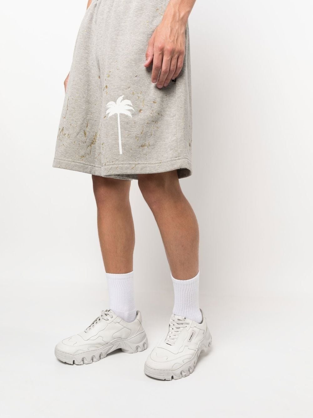 paint-splatter logo-print track shorts - 5