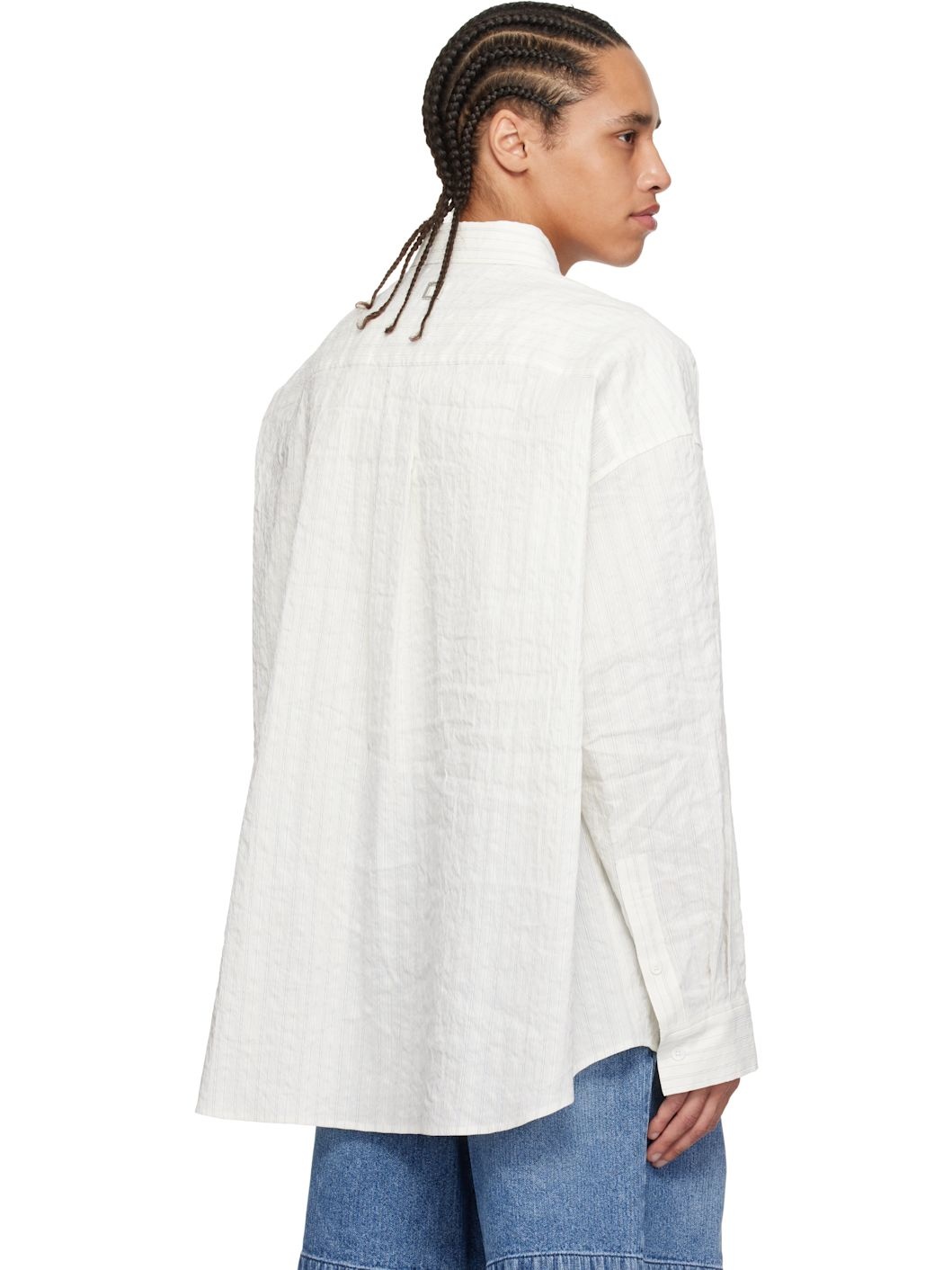 Off-White Linen Striped Shirt - 3