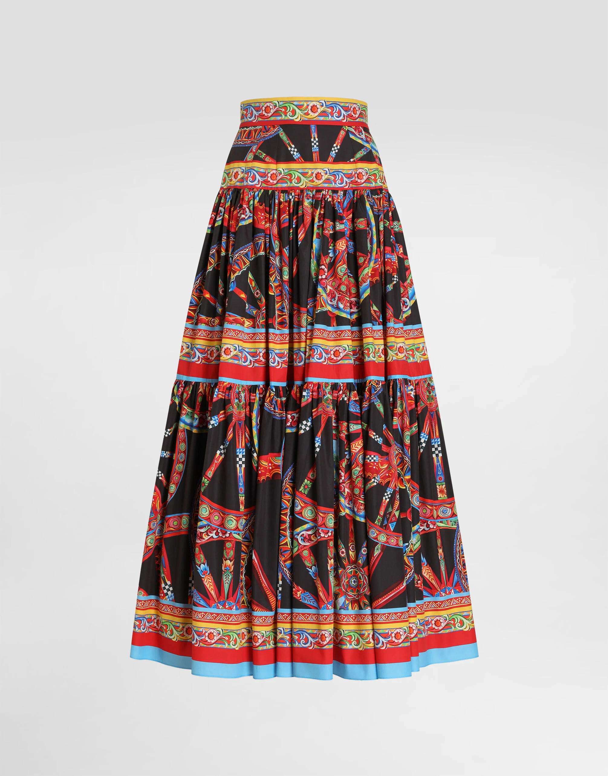 Carretto-print poplin long skirt - 1