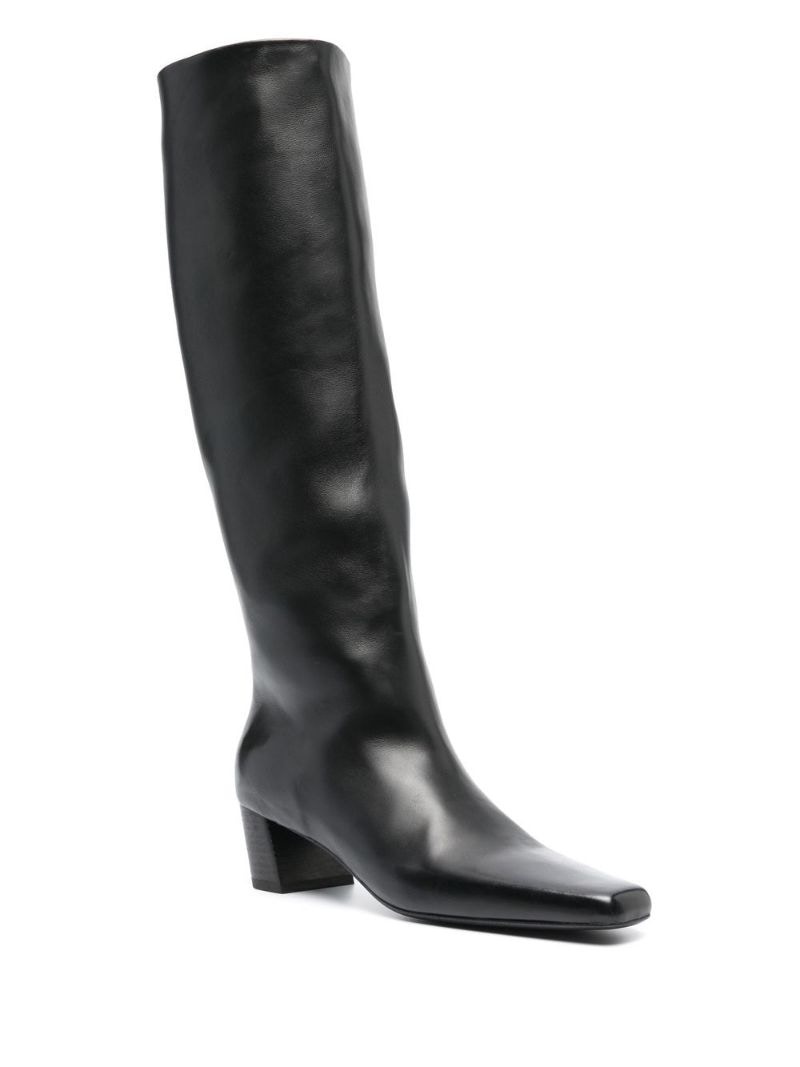 heeled 65mm leather boots - 3