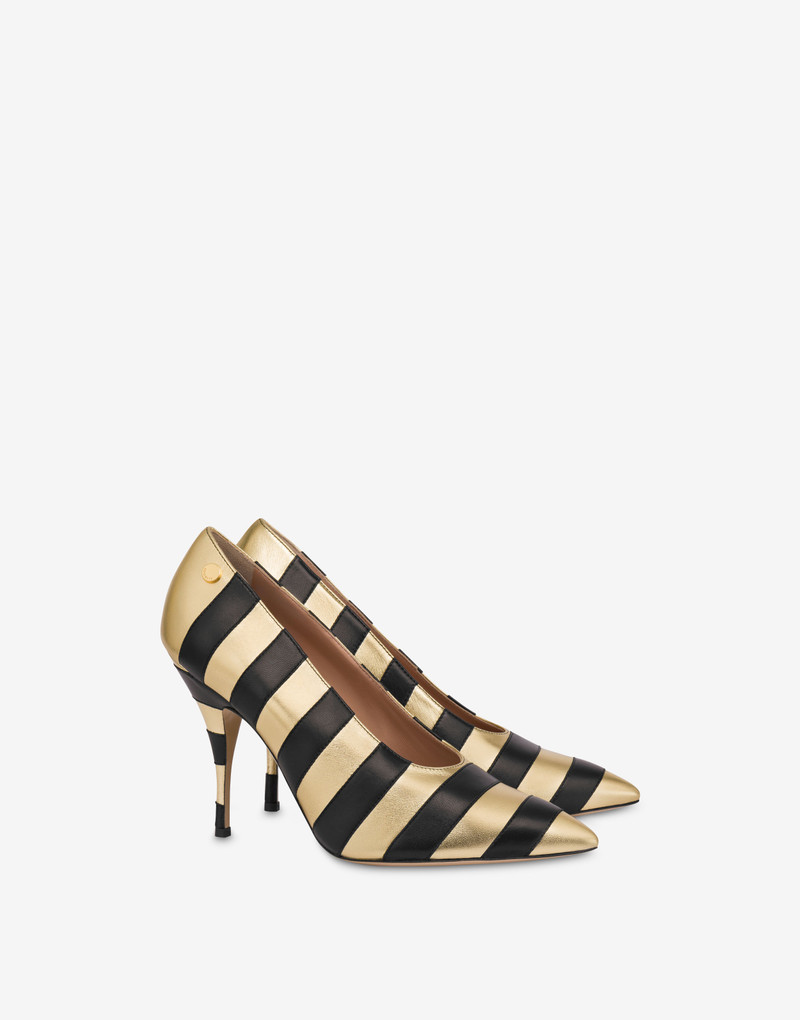 STRIPES NAPPA LEATHER AND LAMINATED PUMPS 1