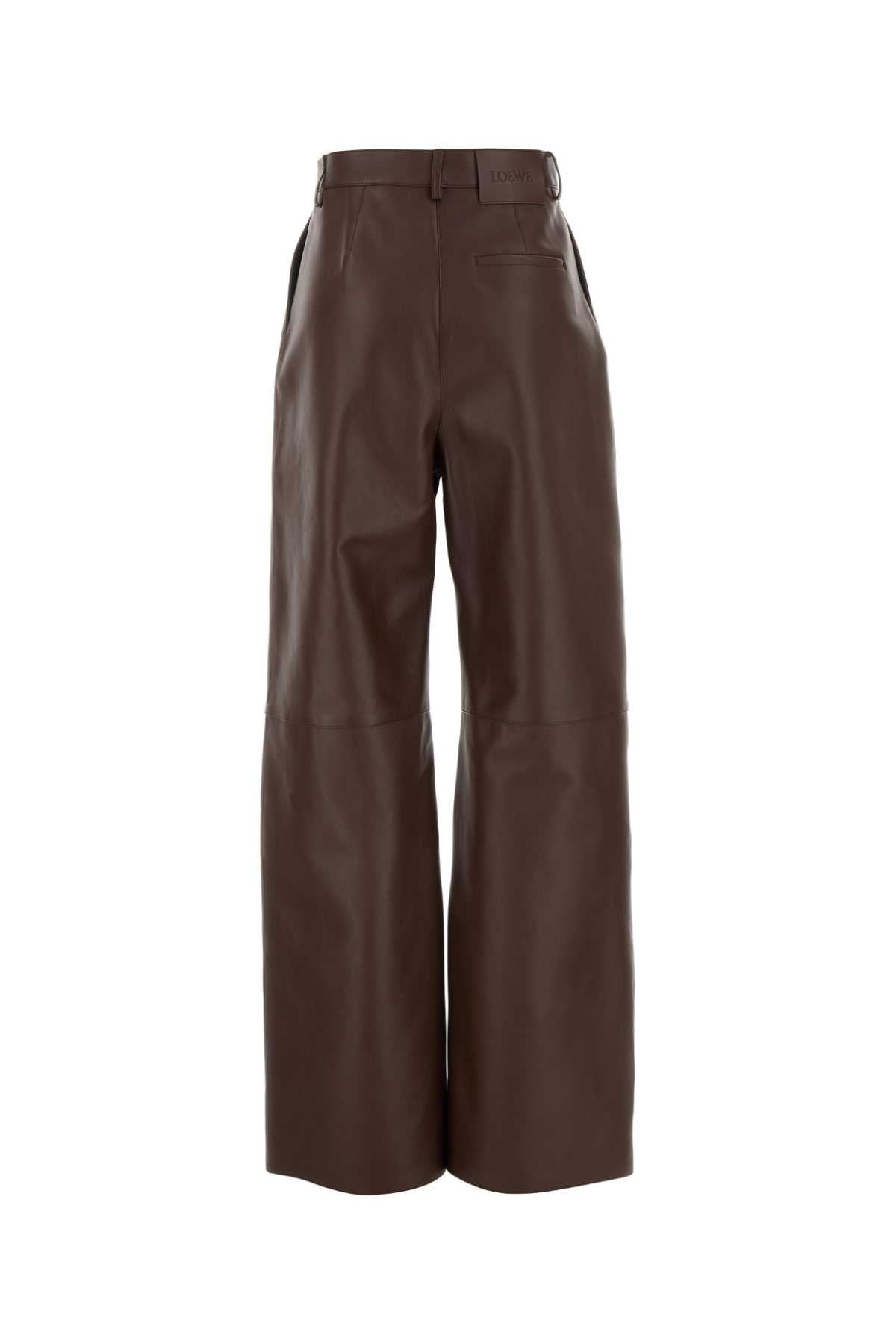 Loewe Women Chocolate Nappa Leather Pant - 2