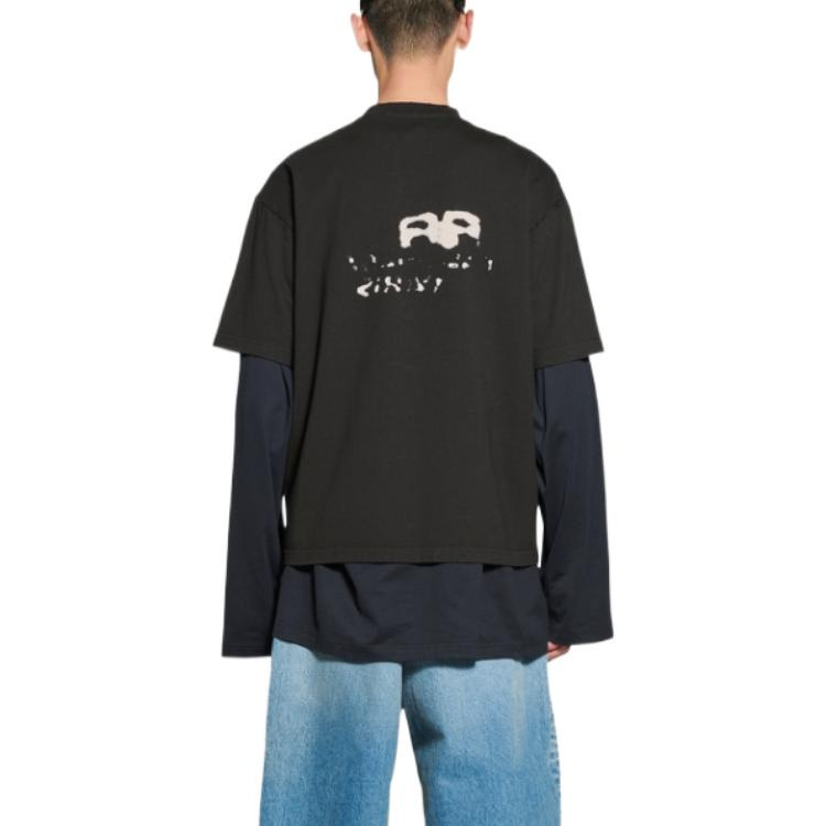 Balenciaga Hand-Drawn BB Icon T-Shirt Medium Fit 'Black' 612966TNVN41059 - 4