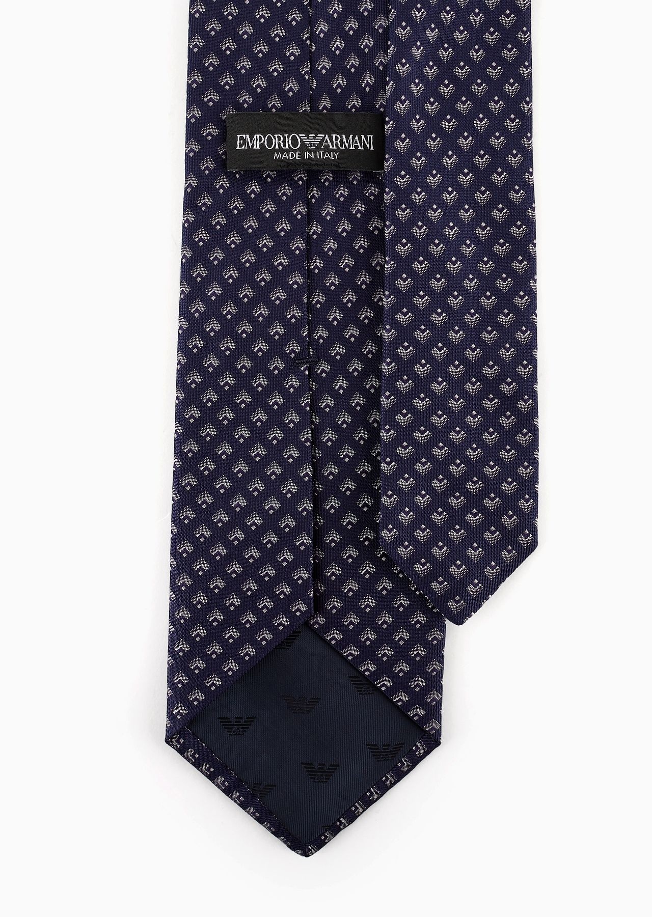 Pure silk tie with jacquard micro-check motif - 2