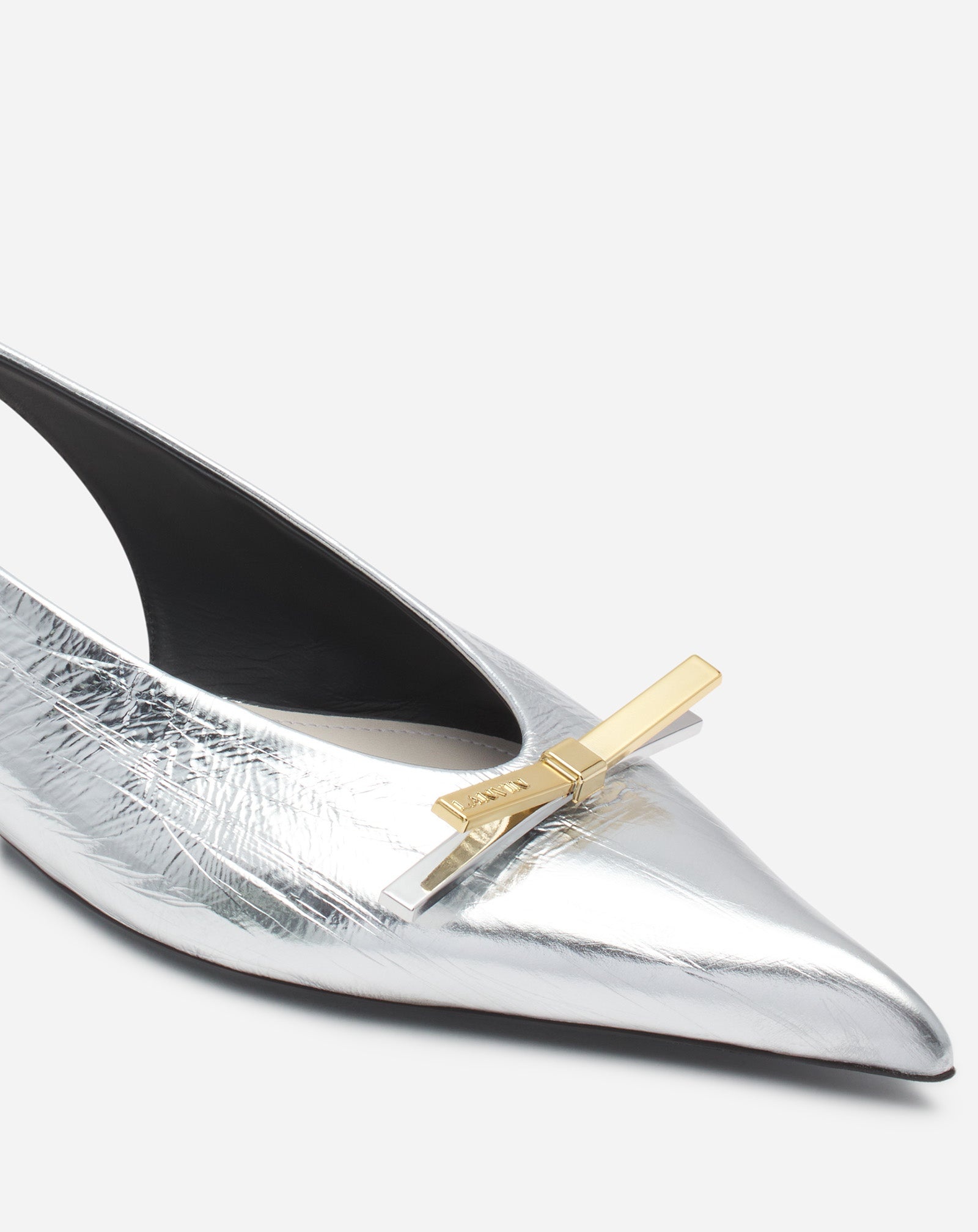 LANVIN BOW SLINGBACK IN METALLIC LEATHER - 5