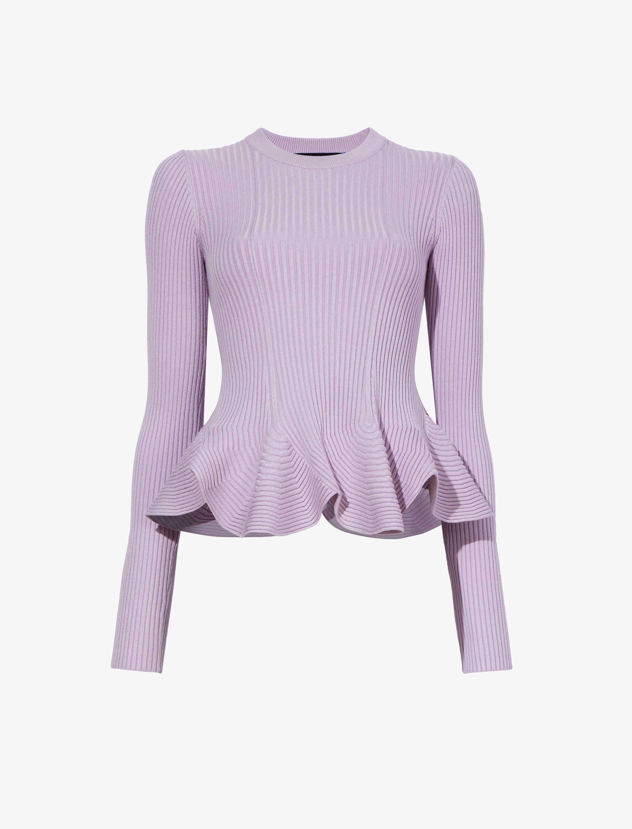 Fluted Rib Knit Peplum Sweater - 1