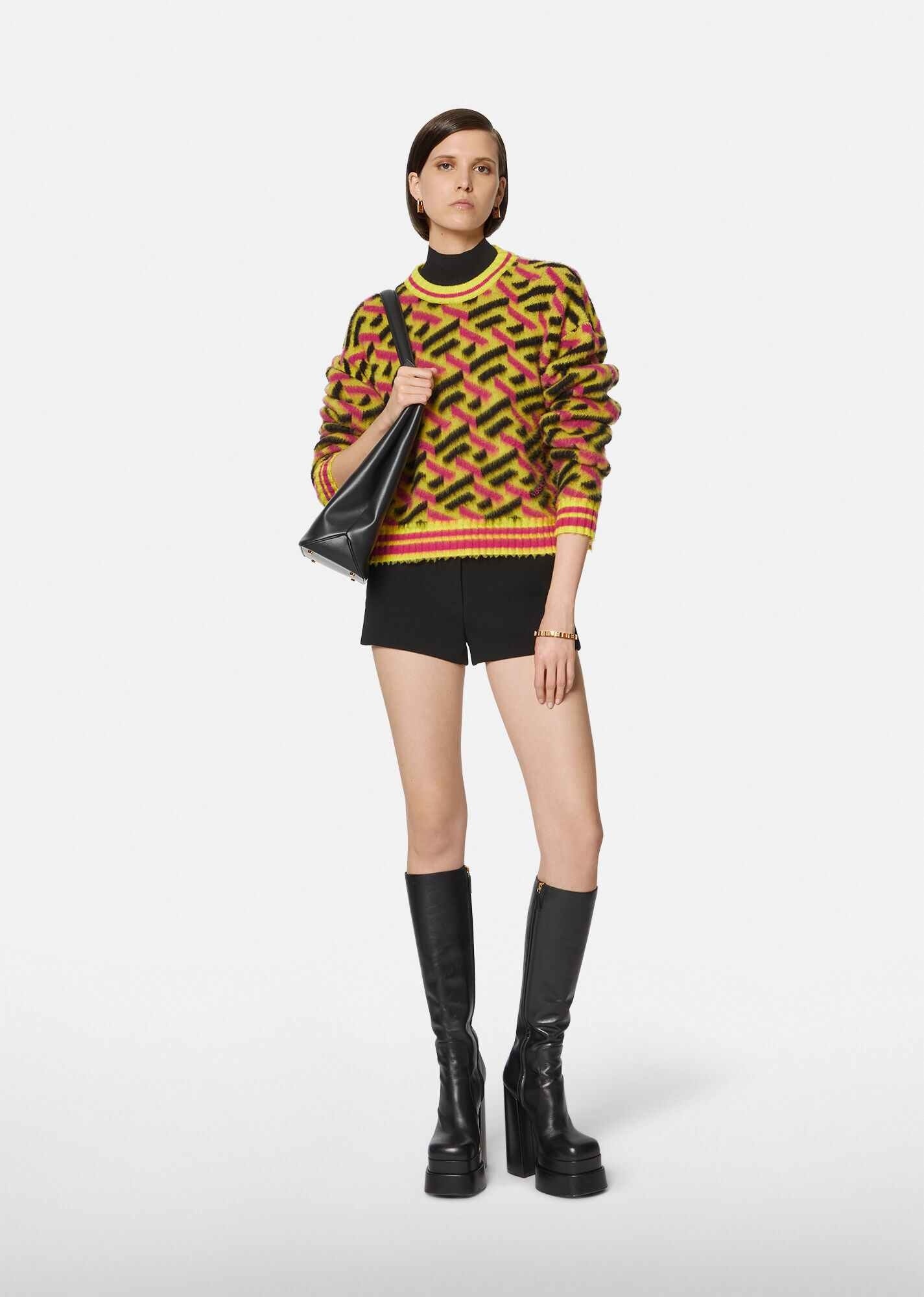 La Greca Accent Brushed Wool Sweater - 4