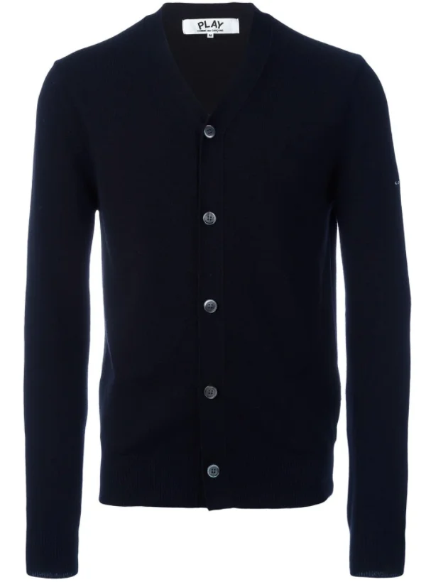 MENS CARDIGAN SLEEVE BLACK HEART - NAVY - 1