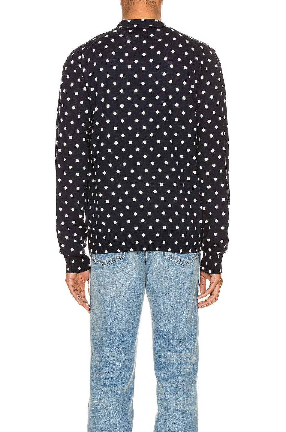 Dot Print Wool Cardigan with Black Emblem - 4