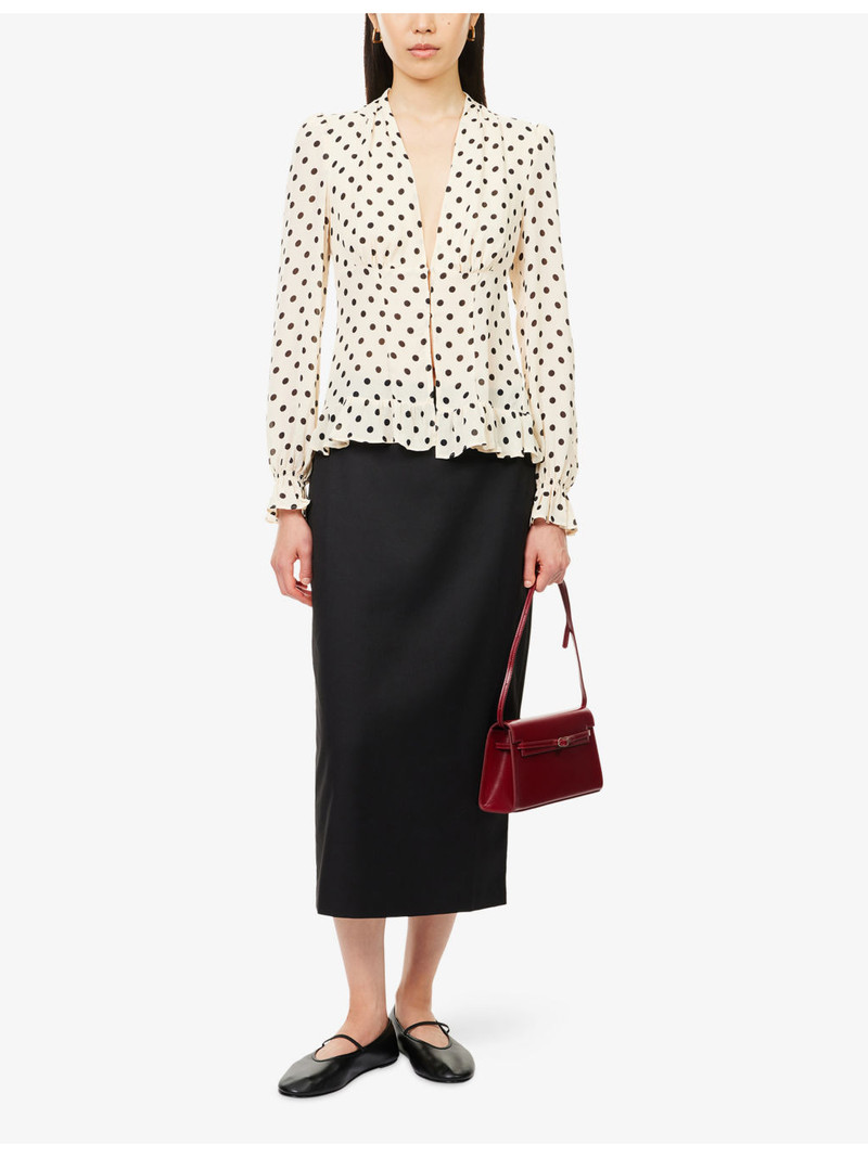 Reformation Fig Preserve Split Stretch-Woven Midi Skirt outlook