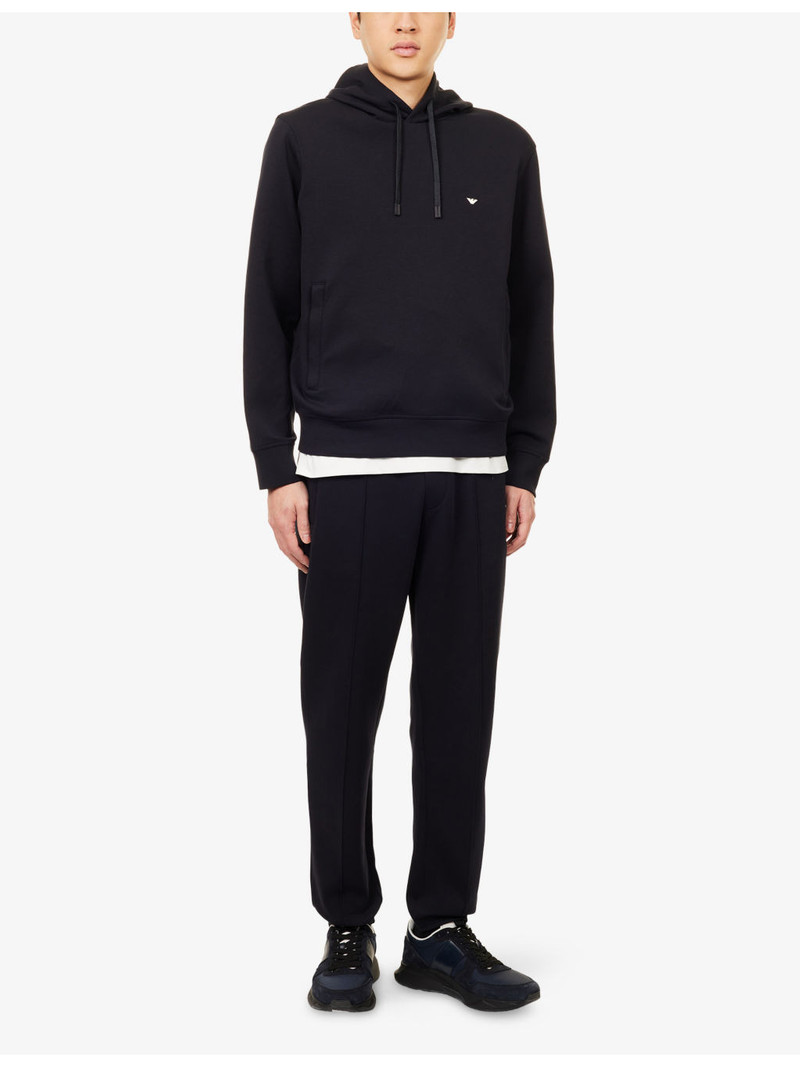 EMPORIO ARMANI Tapered-Leg Relaxed-Fit Stretch-Cotton Blend Jogging Bottoms outlook