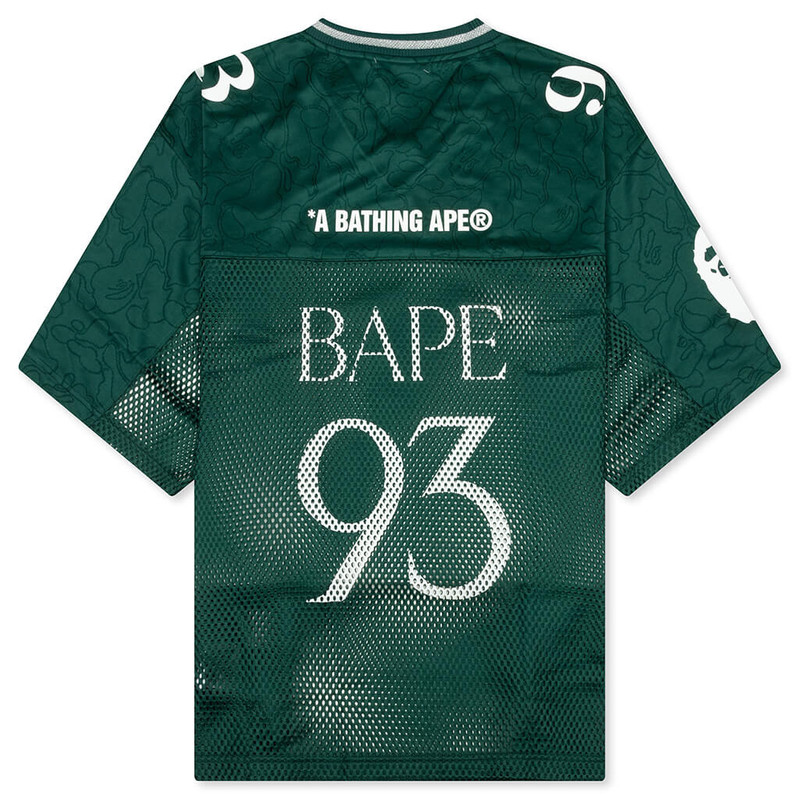 A BATHING APE® LINE CAMO MULTI LOGO RELAXED FIT FOOTBALL JERSEY - GREEN outlook