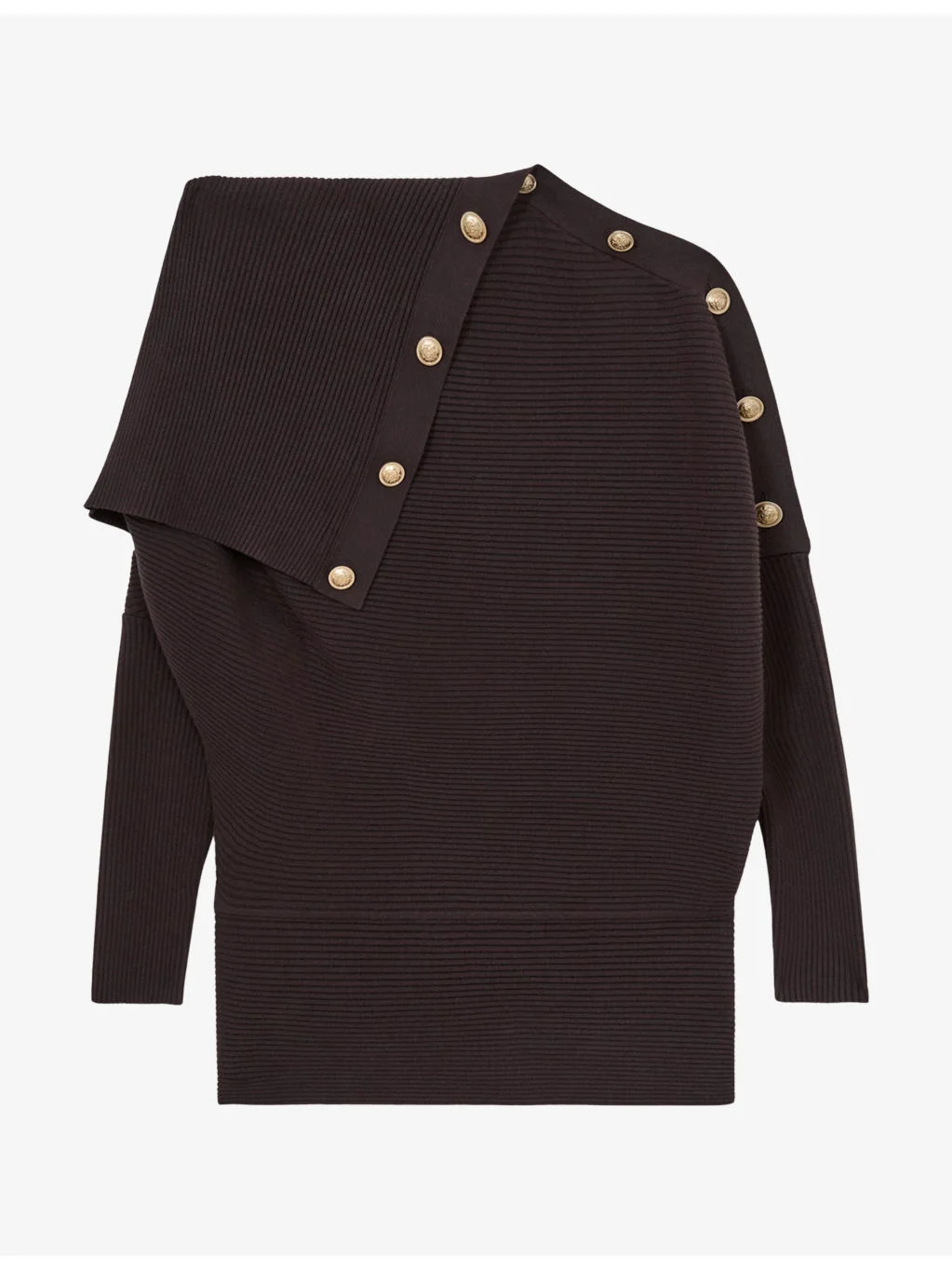 Lexi Shawl-Collar Button-Embellished Stretch-Knit Jumper - 1